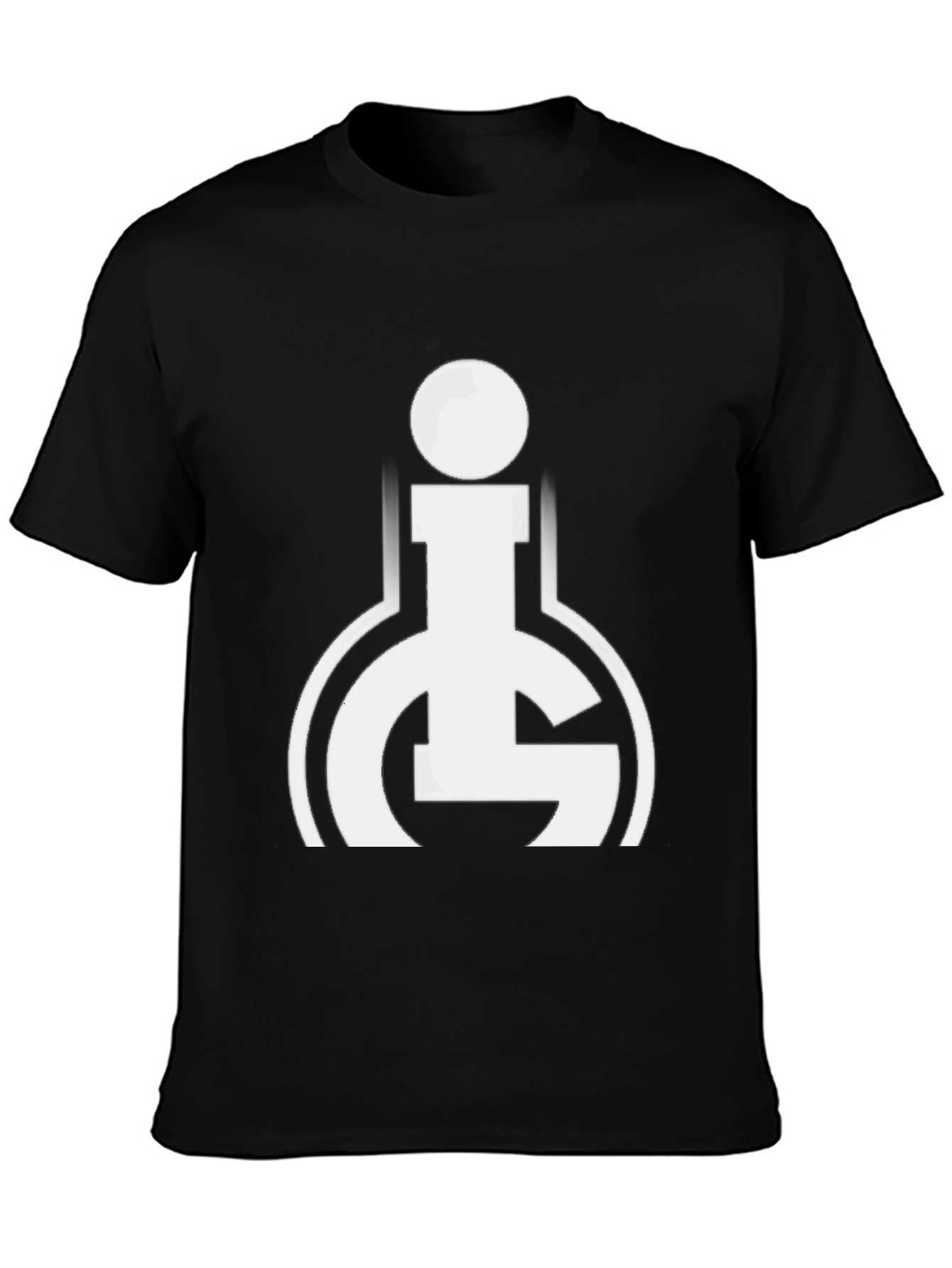 Black Black T-Shirt with White Graphic Design view 3