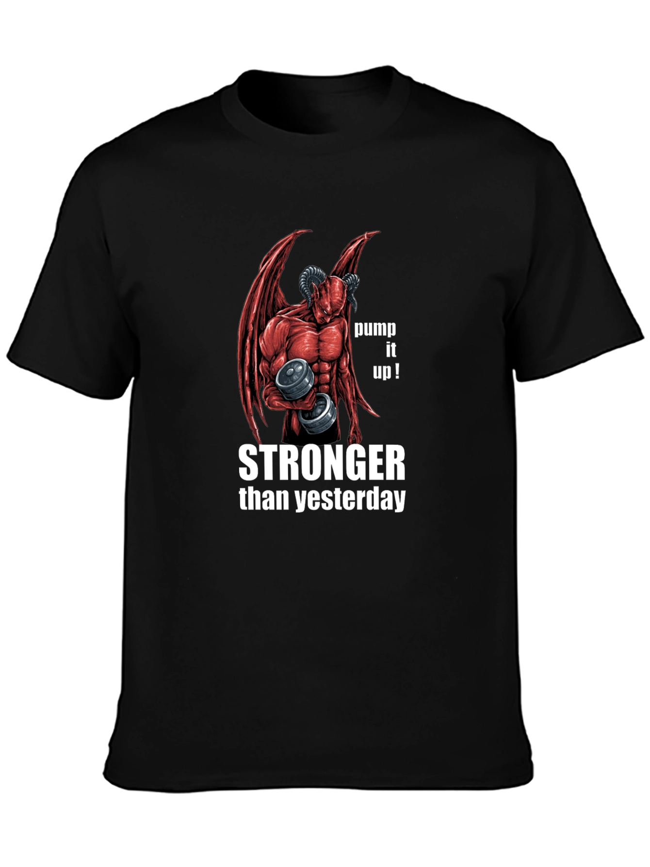 Black Stronger Than Yesterday Devil Workout T-Shirt view 3