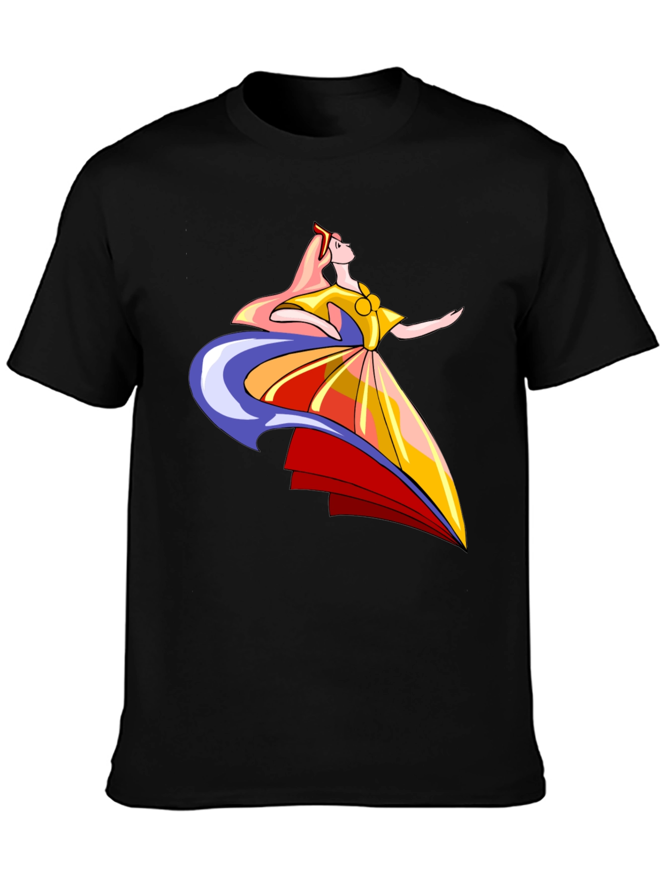 Black Elegant Dancer Graphic Tee - Black Cotton T-Shirt view 3