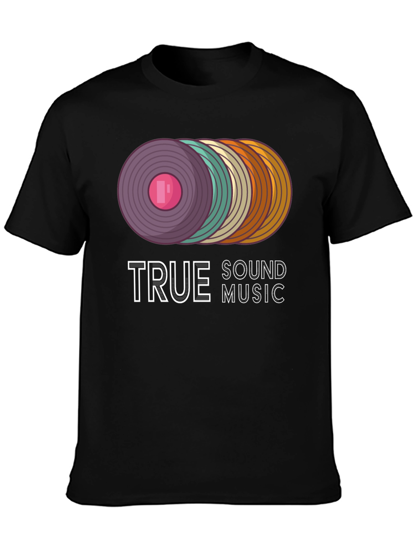Black True Sound Music Retro Vinyl Record Graphic Tee view 3