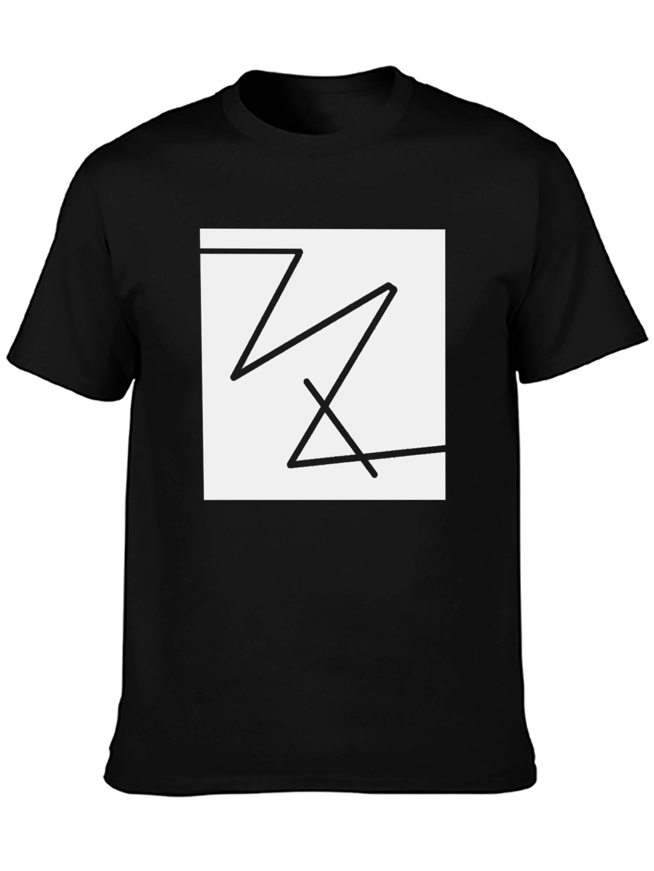 Black Geometric Line Art T-Shirt view 3