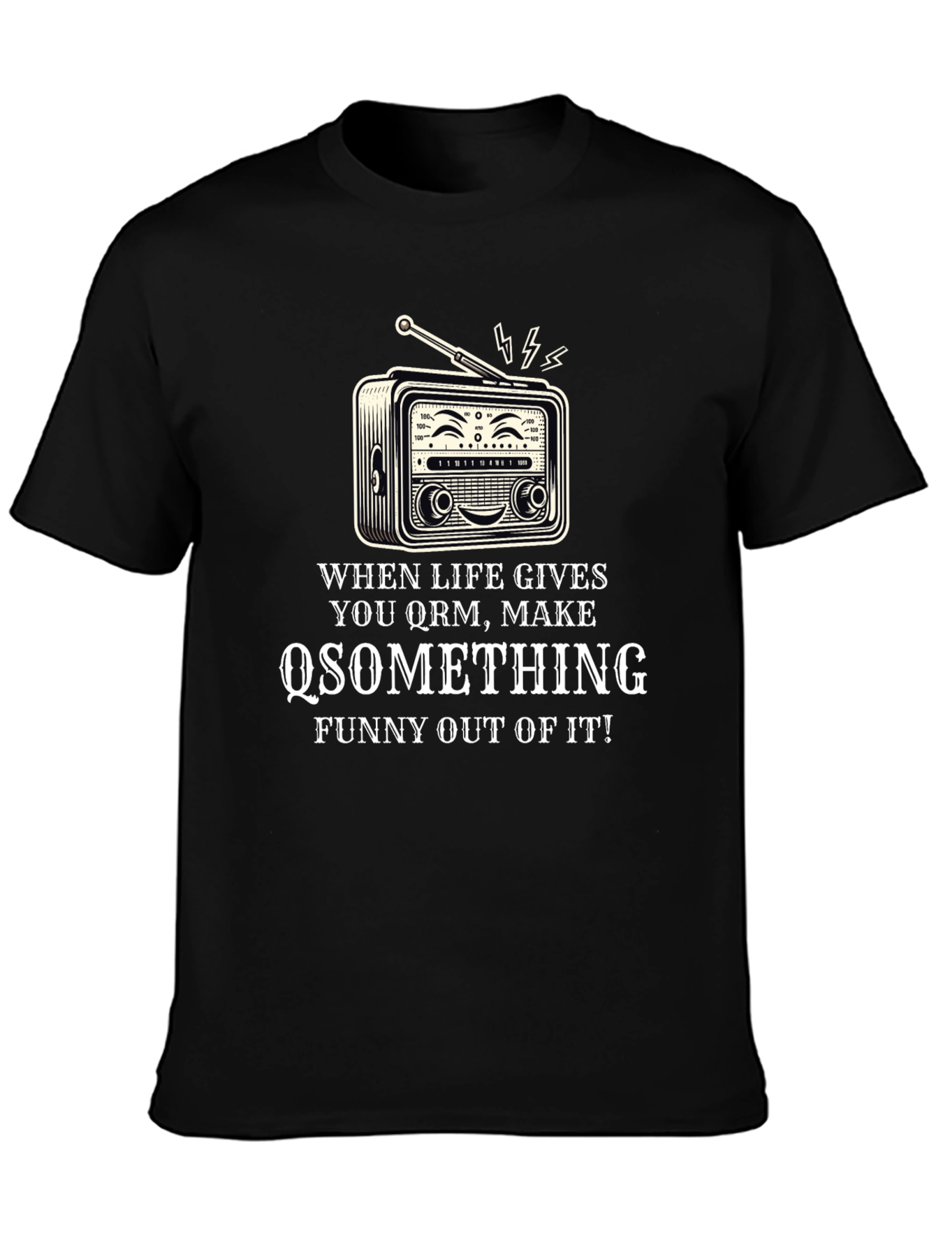 Black Funny Radio T-Shirt - When Life Gives You QRM view 3