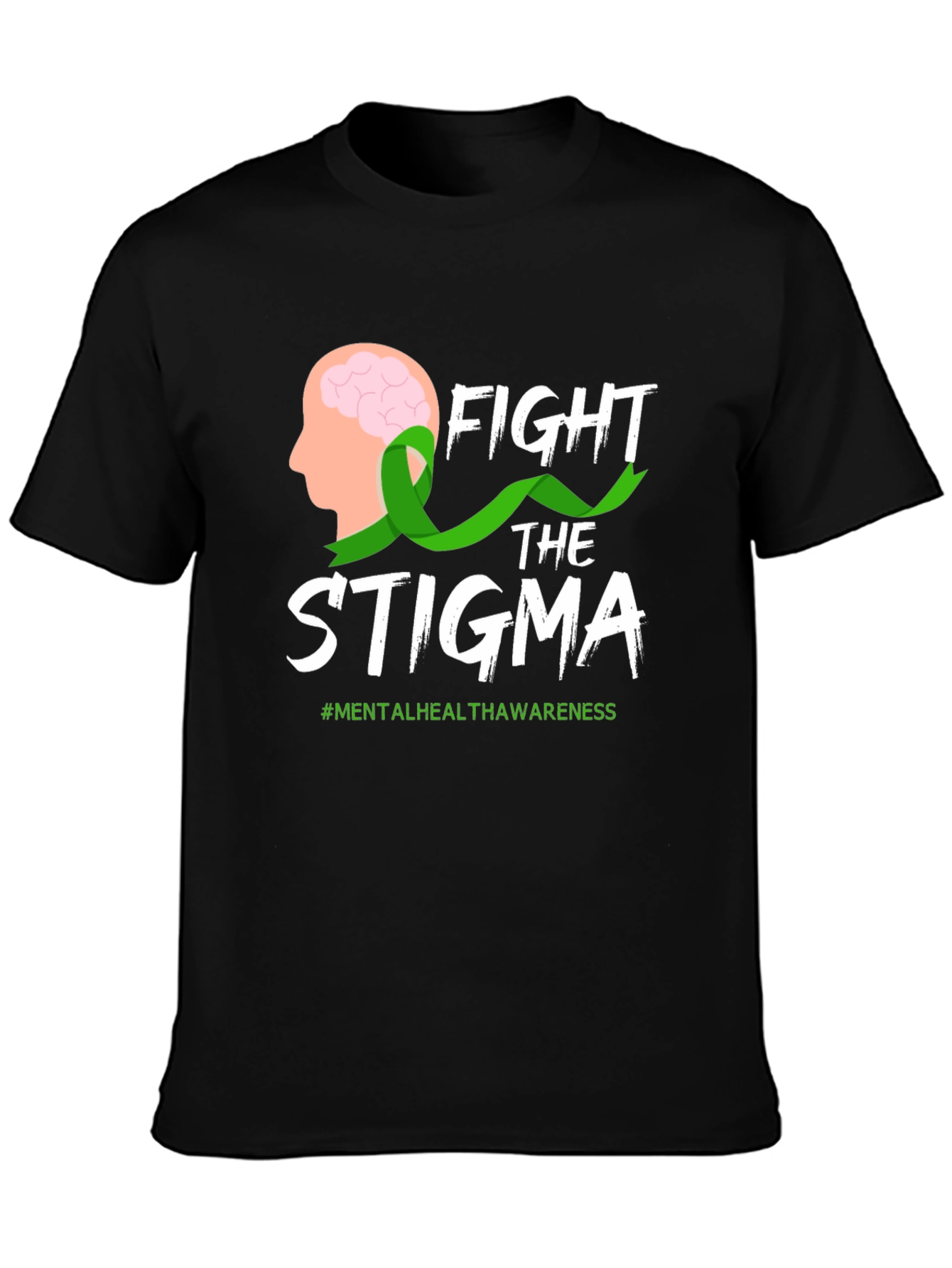 Black Fight Stigma T-Shirt Mental Health Awareness Tee view 3