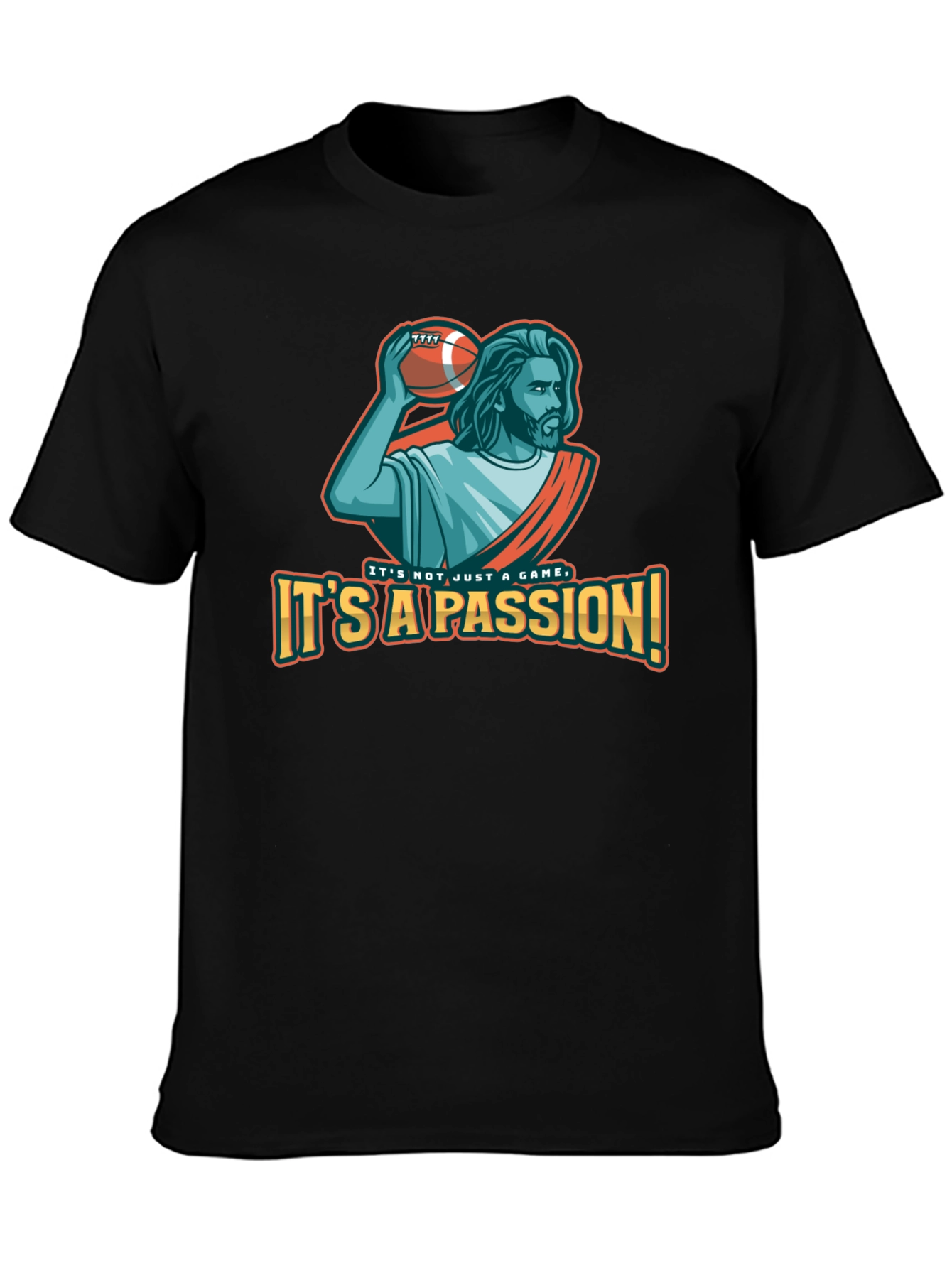 Black It's A Passion! Football T-Shirt view 3