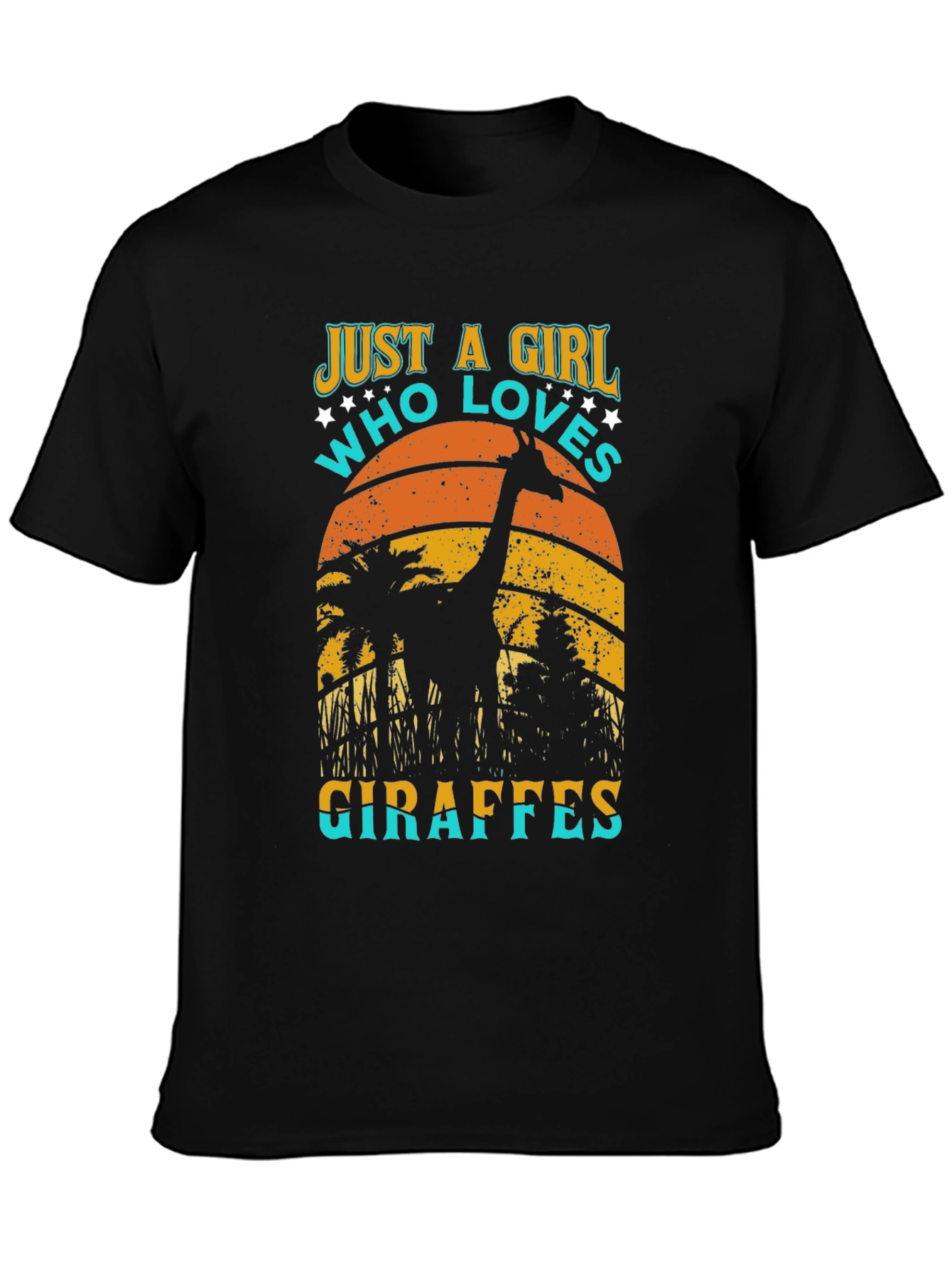 Black Just A Girl Who Loves Giraffes T-Shirt view 3