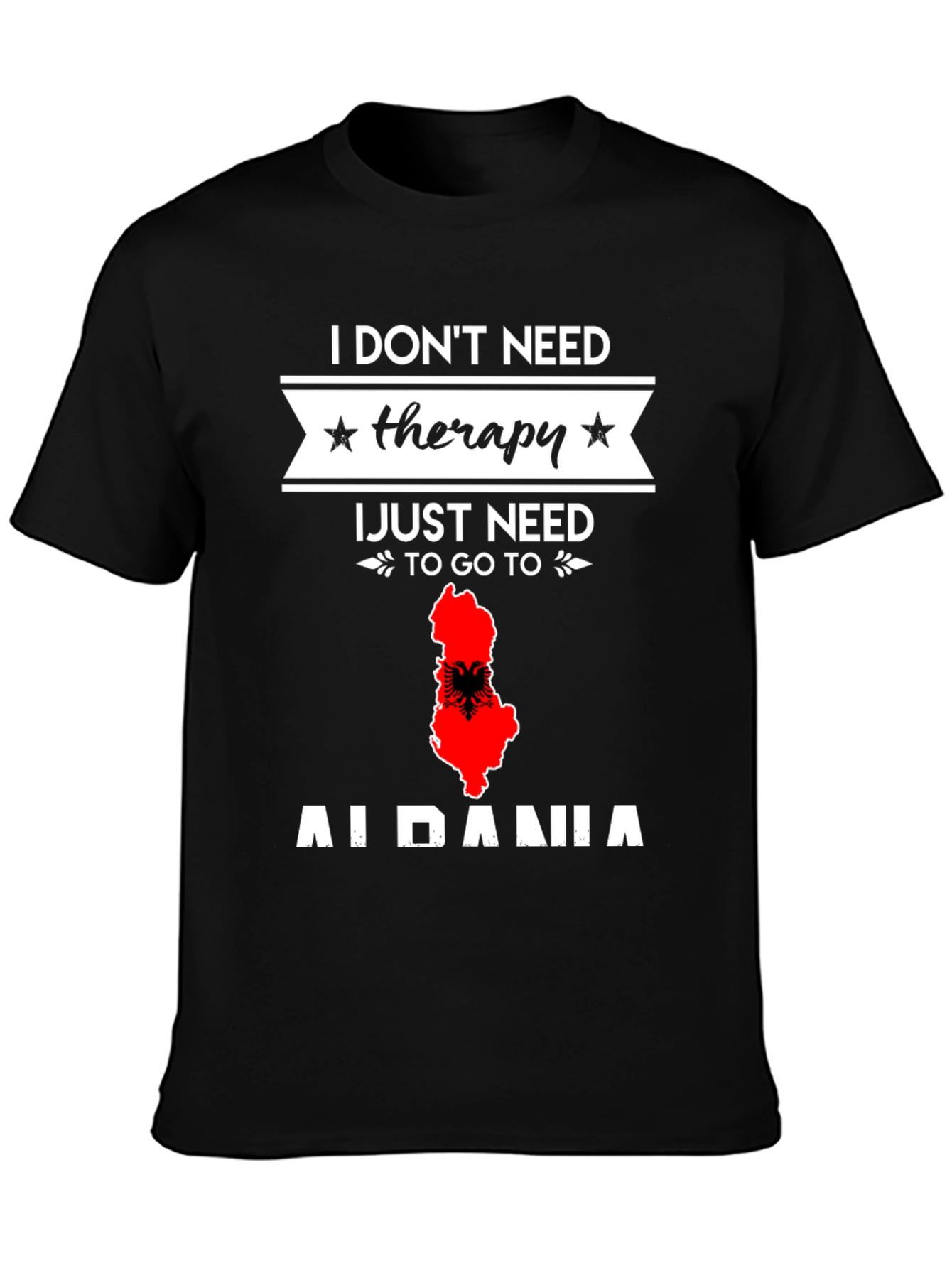 Black Albania Therapy T-Shirt - Travel Lover Gift view 3