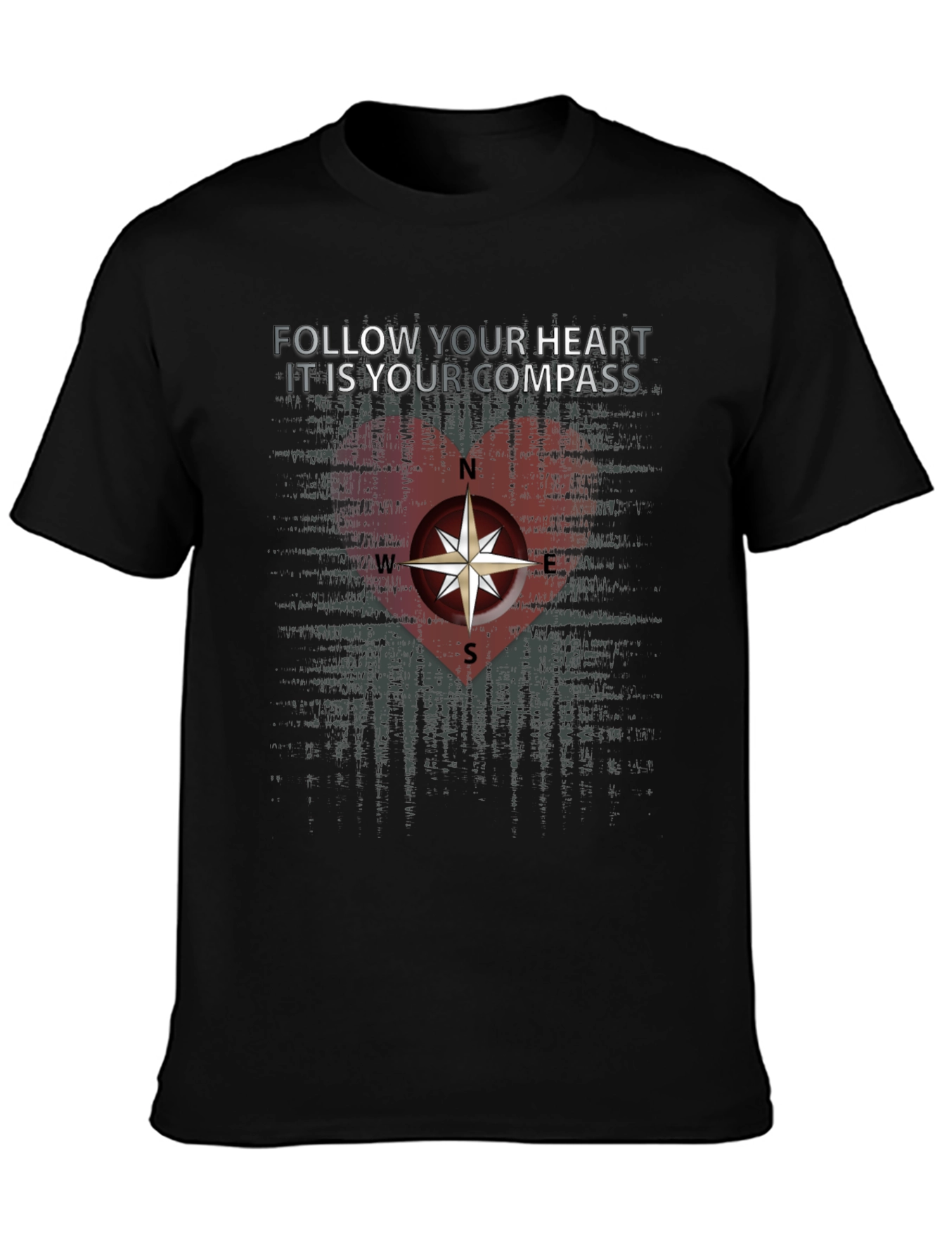 Black Follow Your Heart Compass Graphic Tee view 3