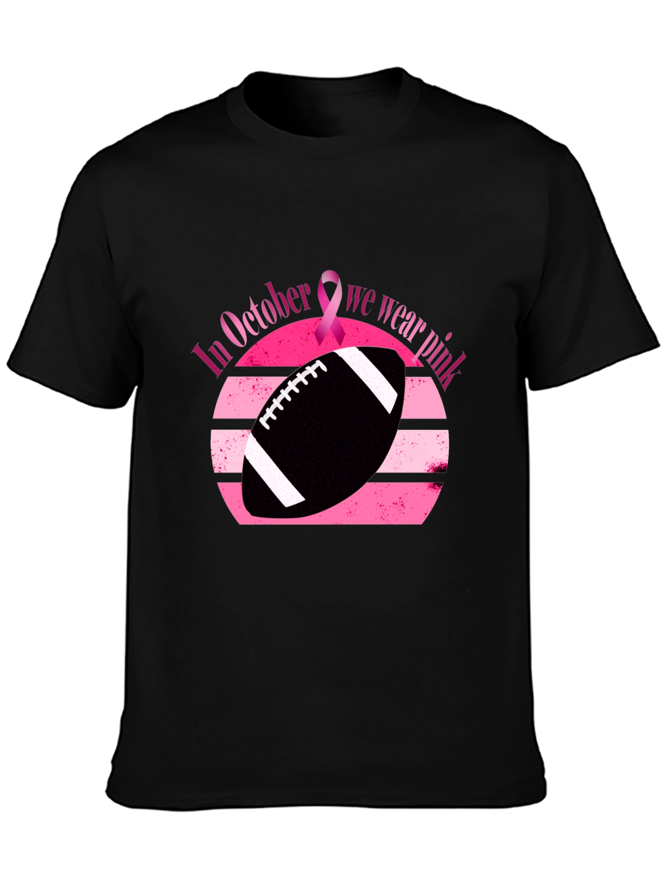 Black October Breast Cancer Awareness Football T-Shirt view 3