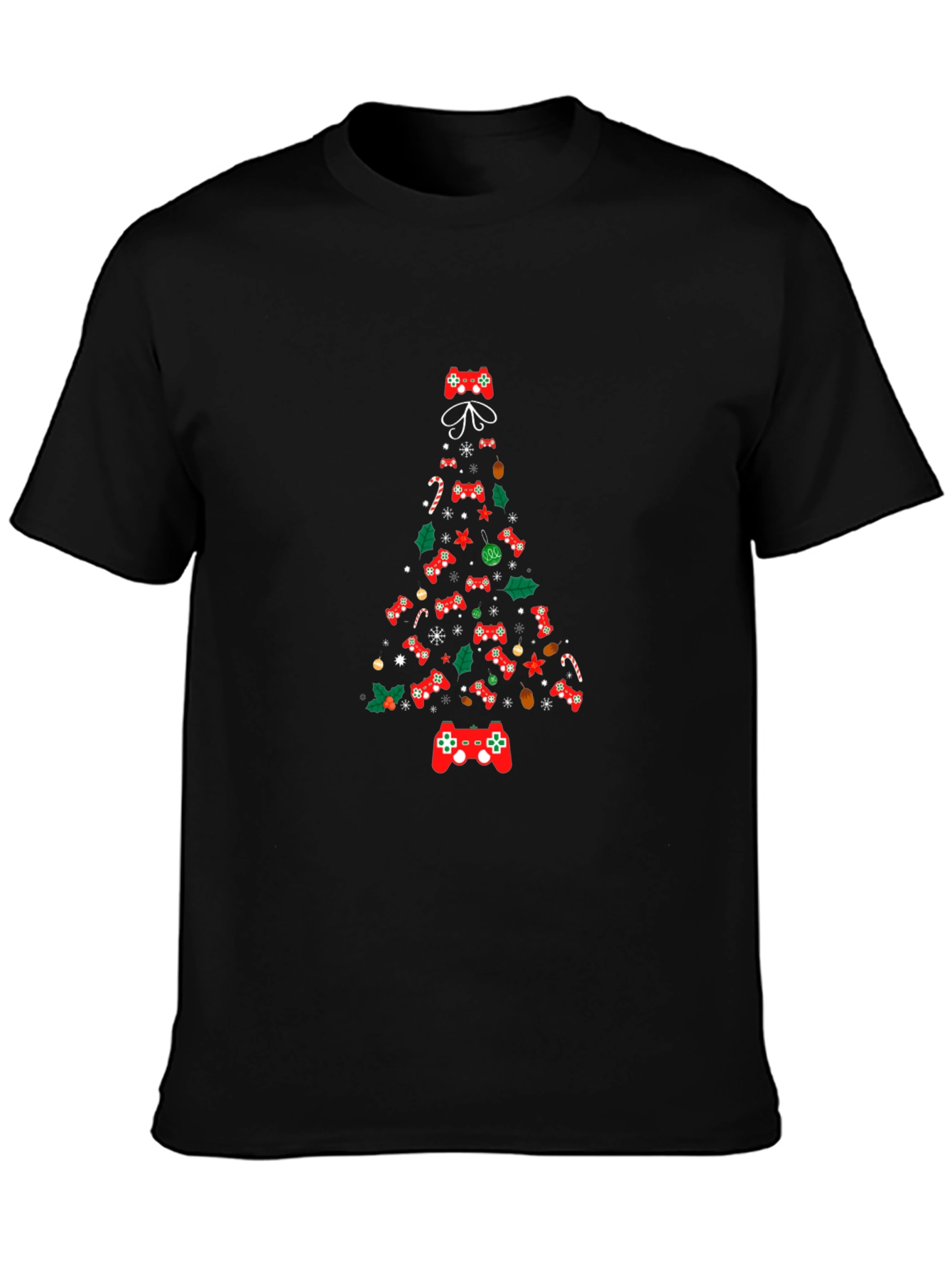 Black Christmas Gamer Tree Graphic Tee view 3