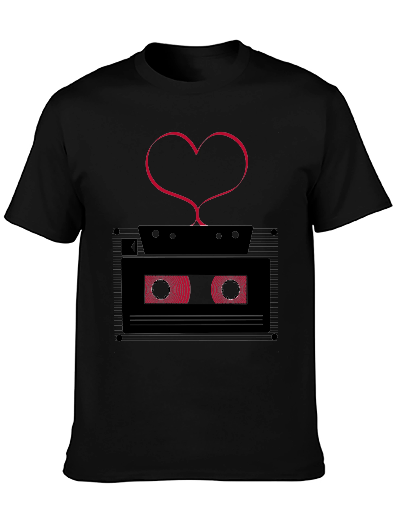 Black Retro Love Cassette Tape Graphic Tee - Men's Black T-Shirt view 3