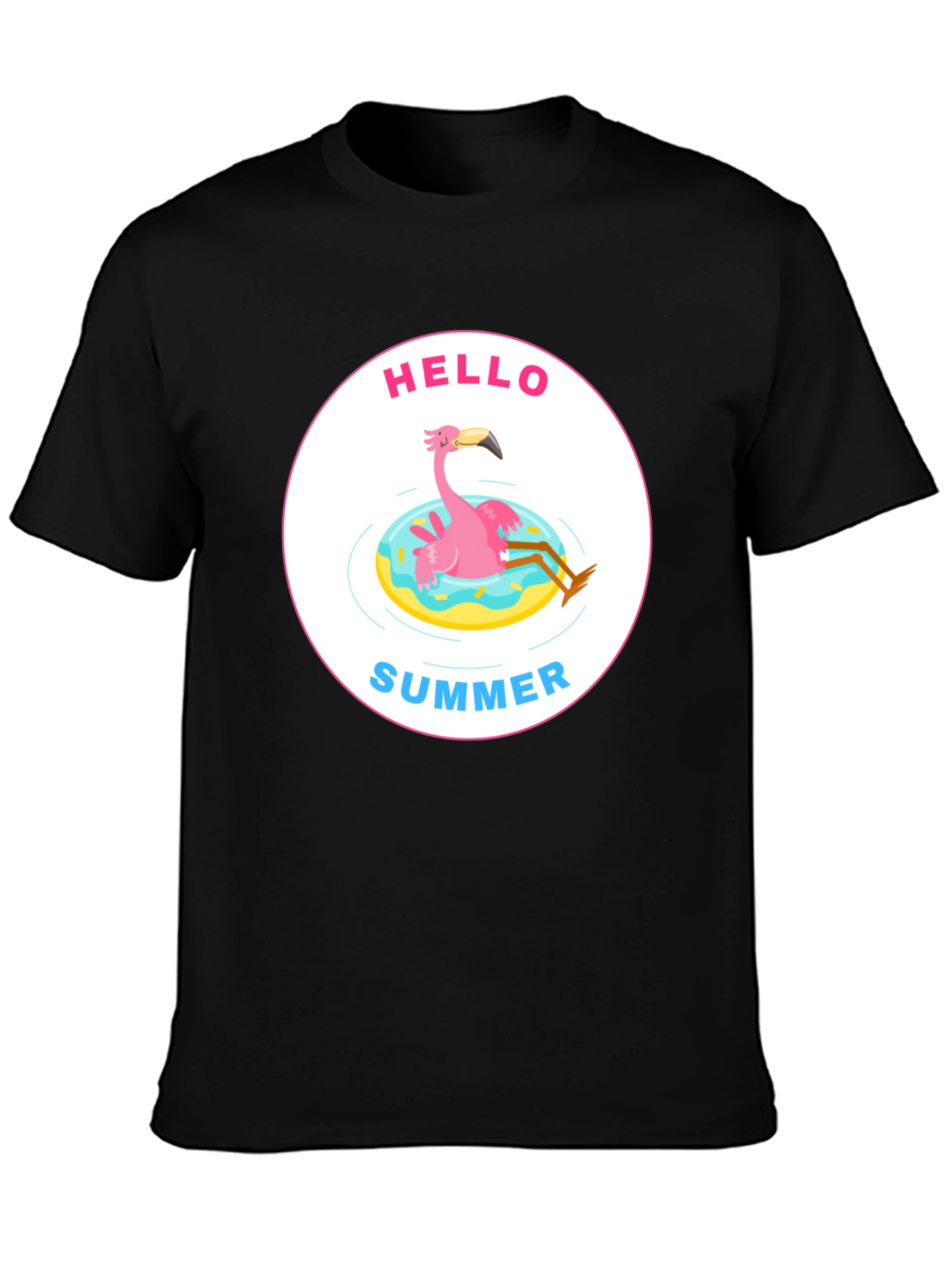 Black Hello Summer Flamingo Graphic Tee view 3