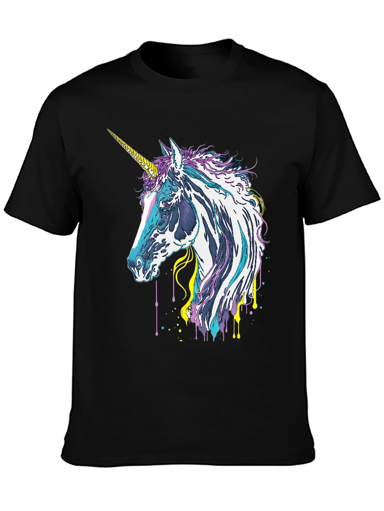 Black Unicorn Graphic Tee - Black Cotton Casual Shirt view 3