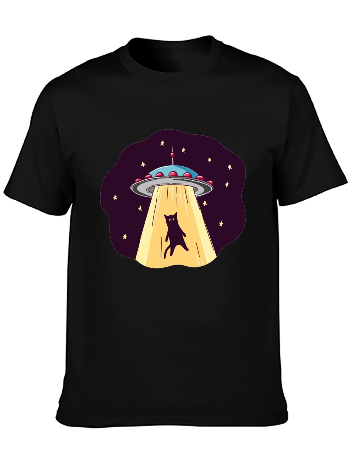 Black Alien Cat Abduction Graphic Tee view 3