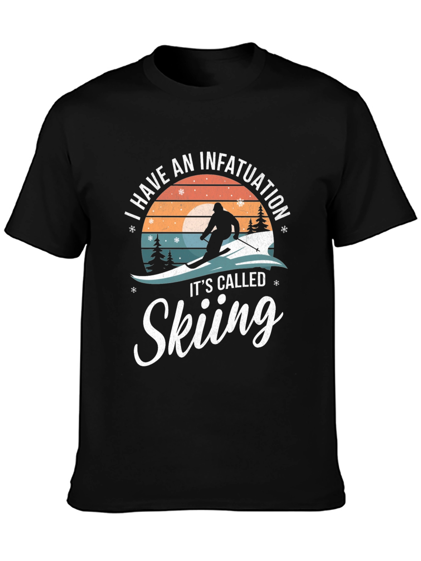 Black Skiing Infatuation Graphic Tee | Sporty Winter Shirt view 3
