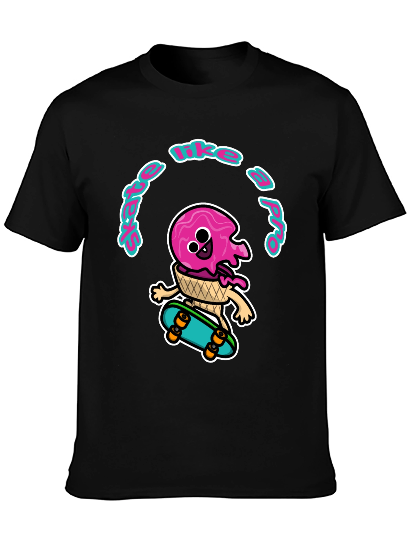 Black Skate Like a Pro Ice Cream T-Shirt view 3