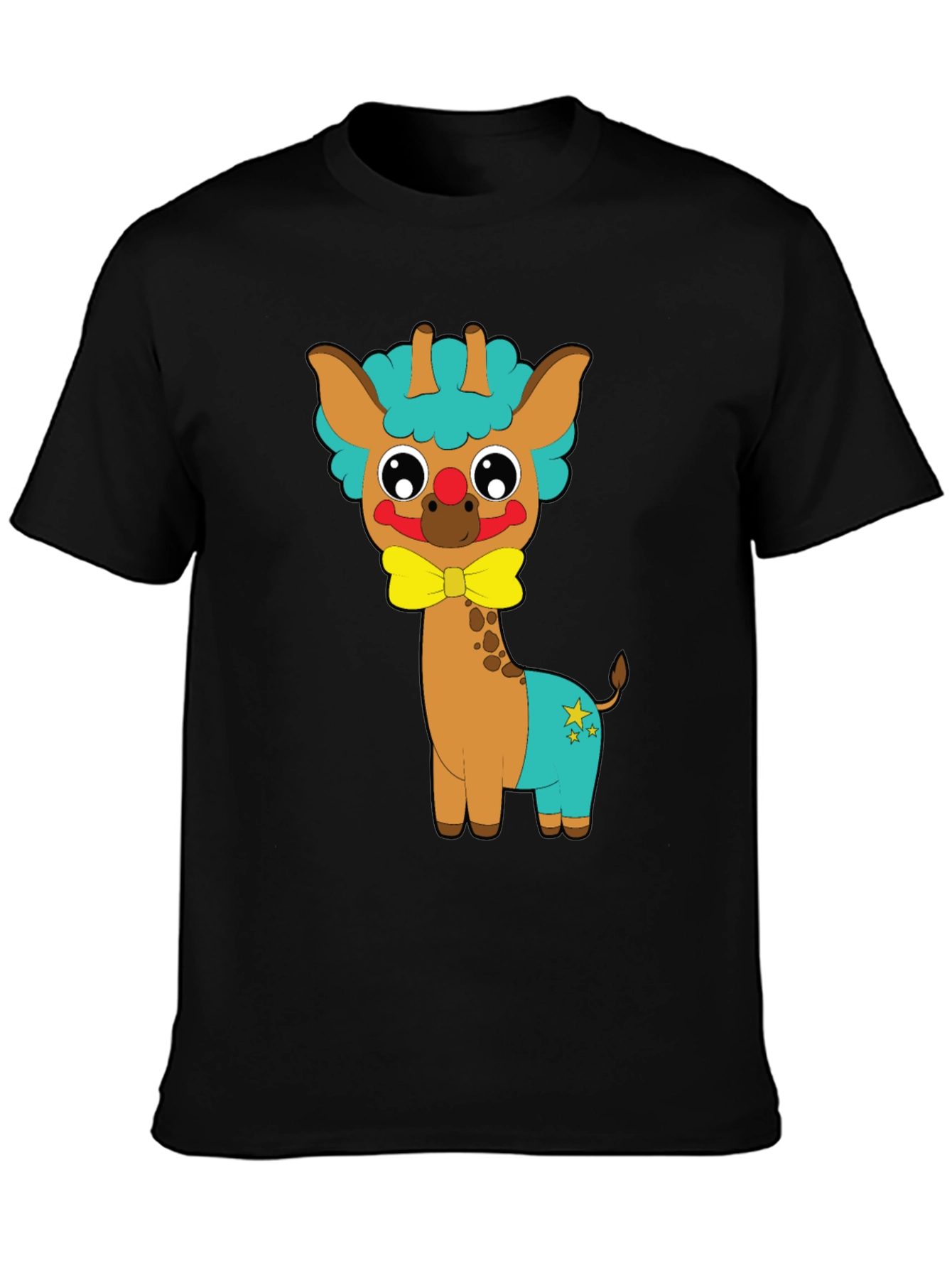 Black Cute Giraffe Clown Graphic Tee view 3
