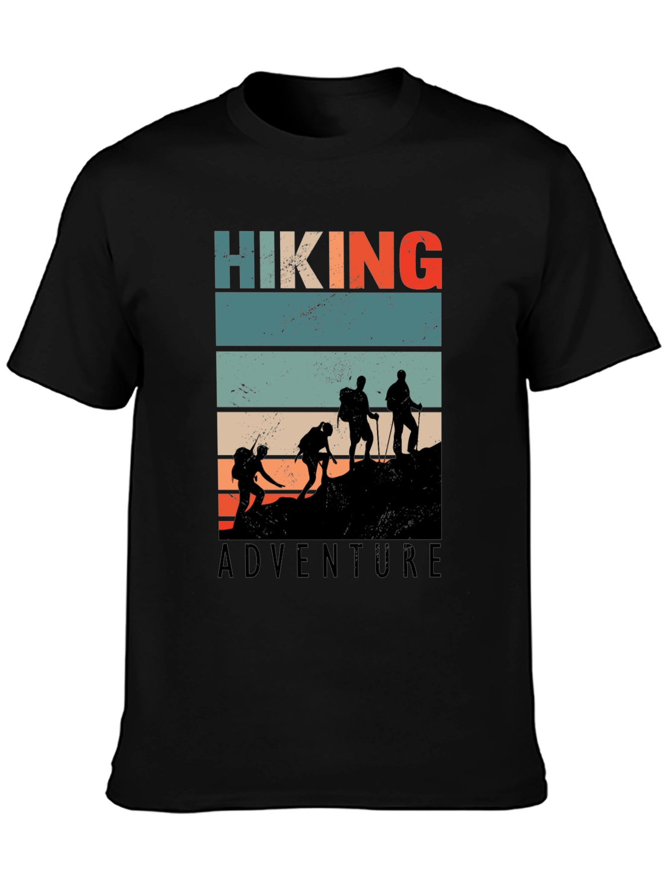 Black Hiking Adventure Graphic Tee - Retro Style view 3