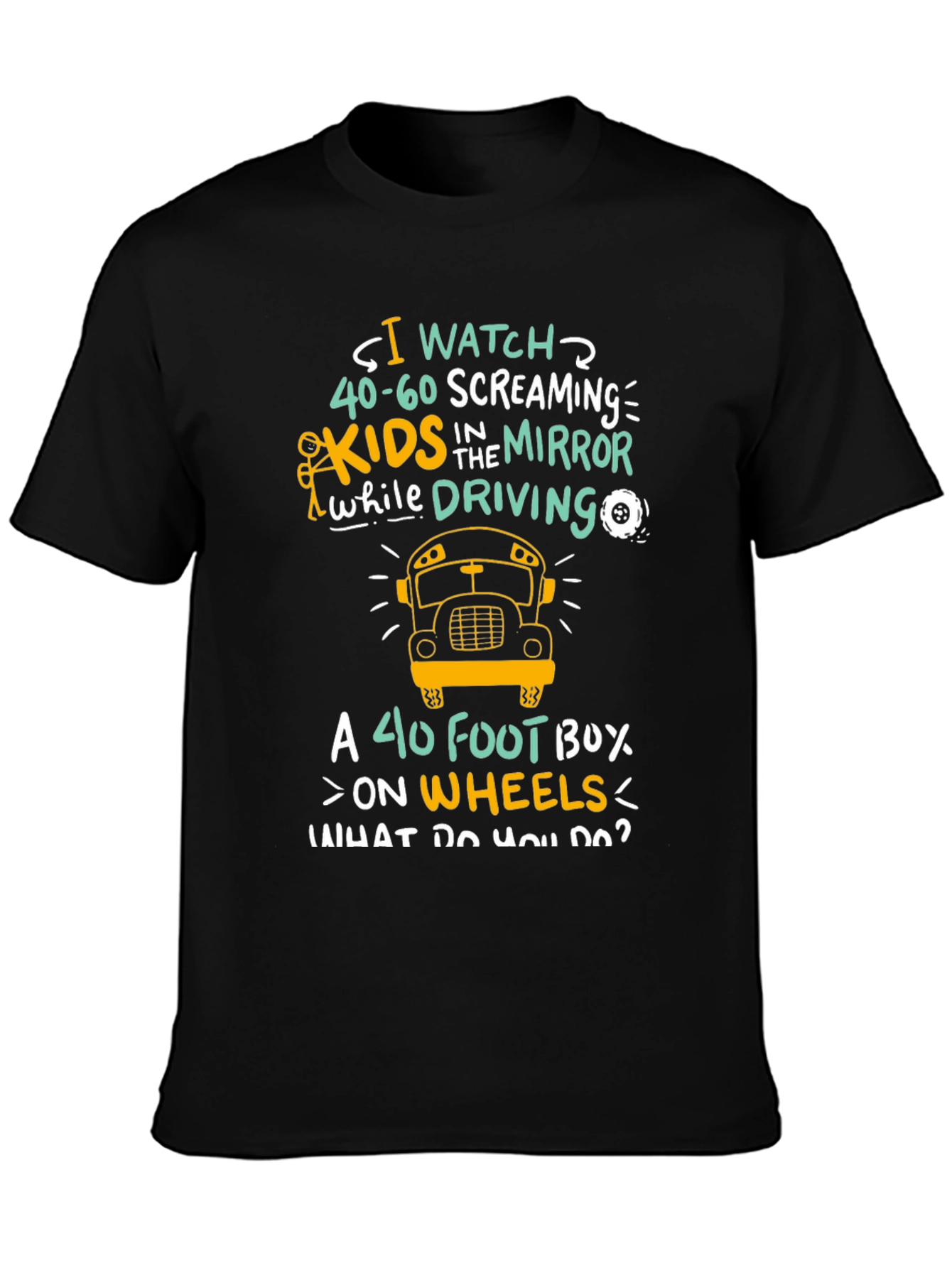 Black Funny School Bus Driver T-Shirt view 3