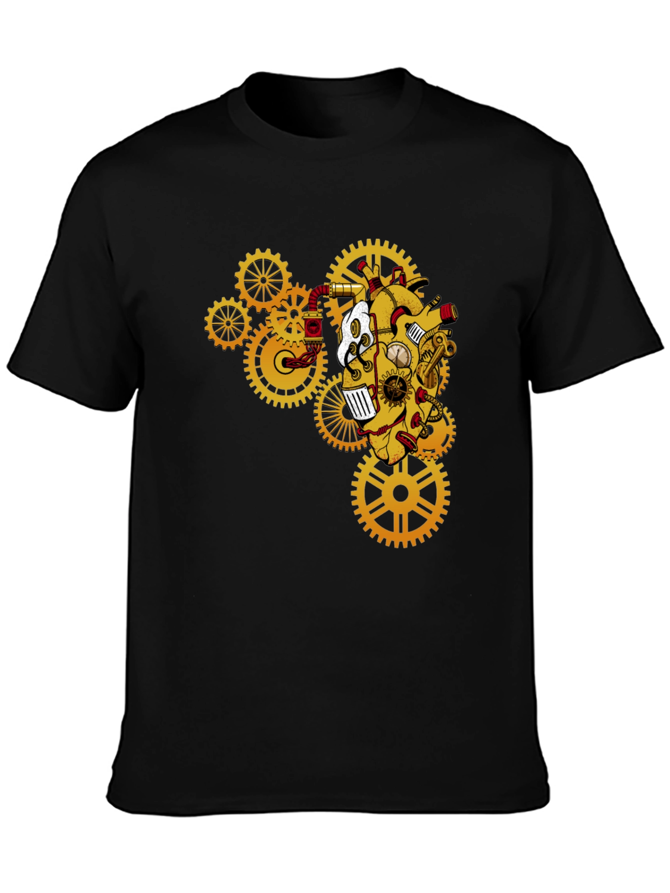 Black Steampunk Heart Gear T-Shirt view 3