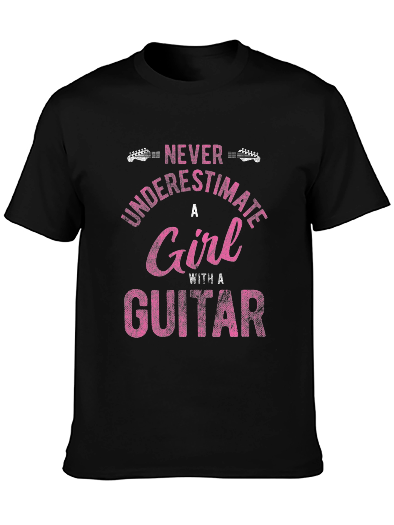Black Never Underestimate A Girl Guitar T-Shirt view 3