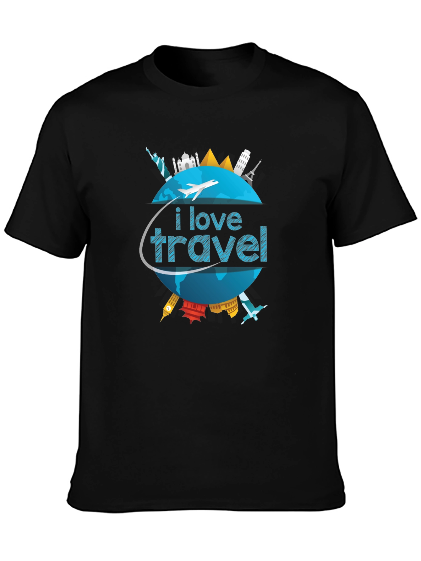 I Love Travel World Landmarks Graphic T-Shirt - 3