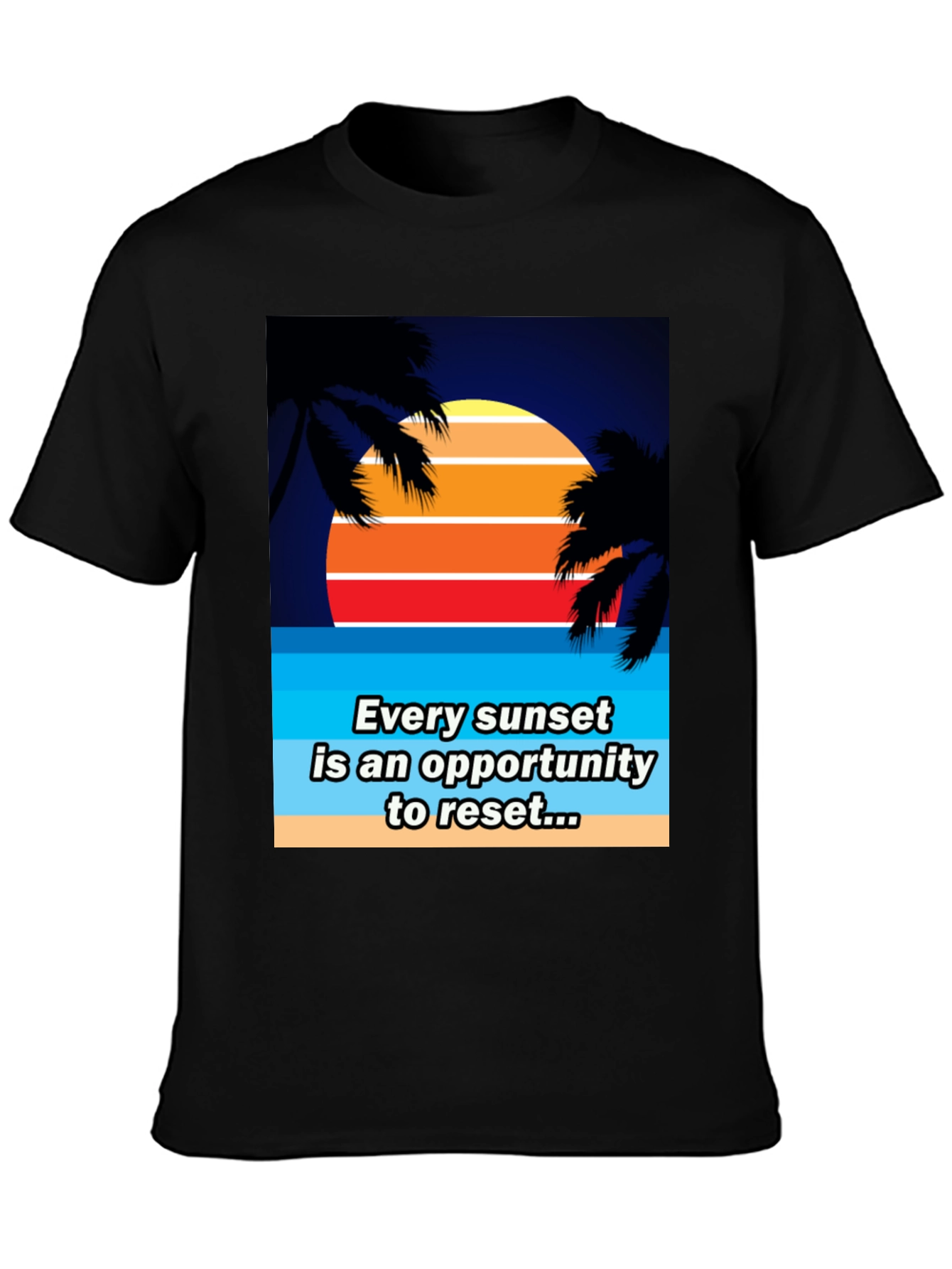 Black Sunset Reset Graphic Tee - Beach Vibes view 3