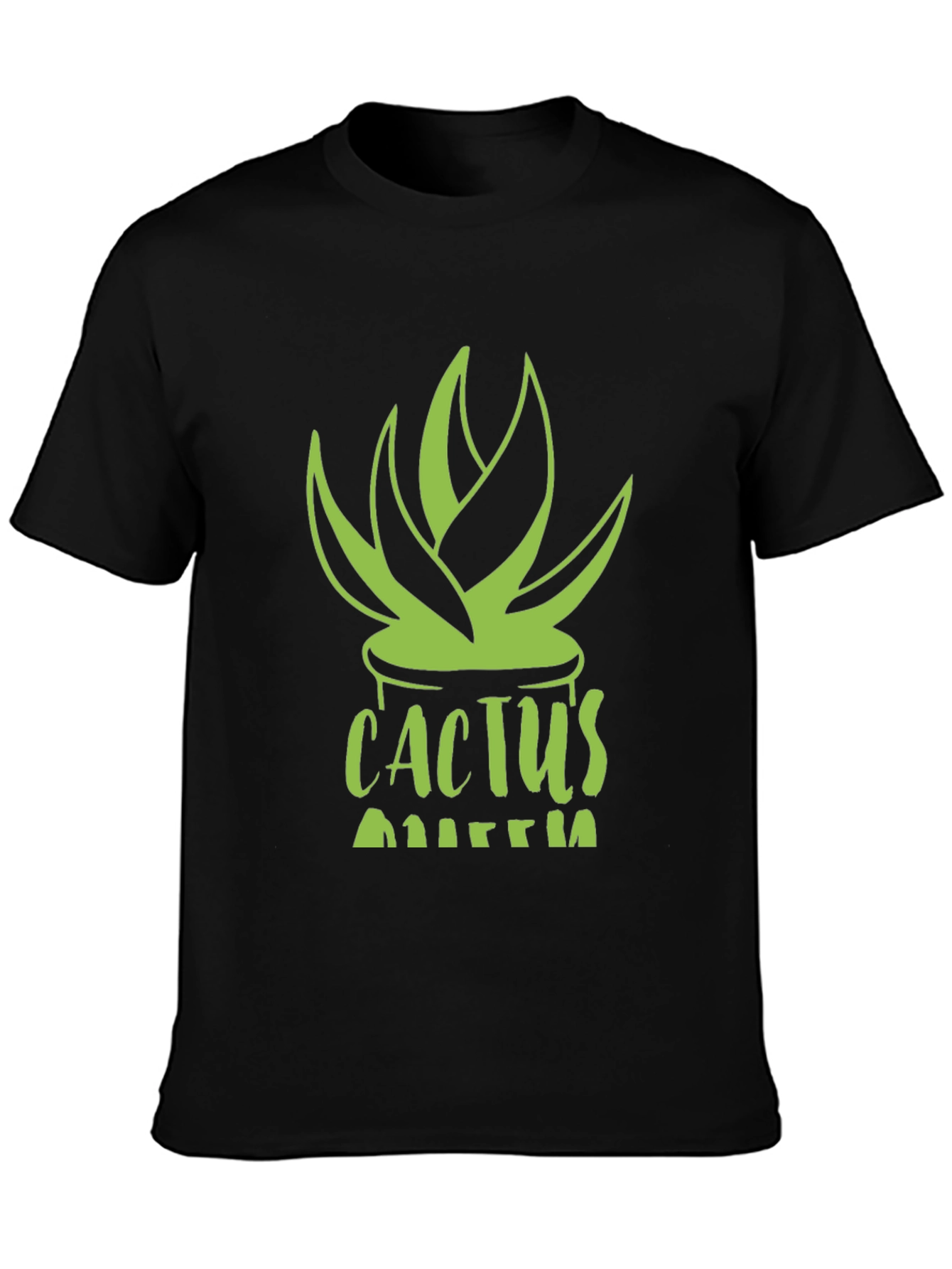 Black Cactus Queen Black T-Shirt - Stylish Plant Lover Tee view 3