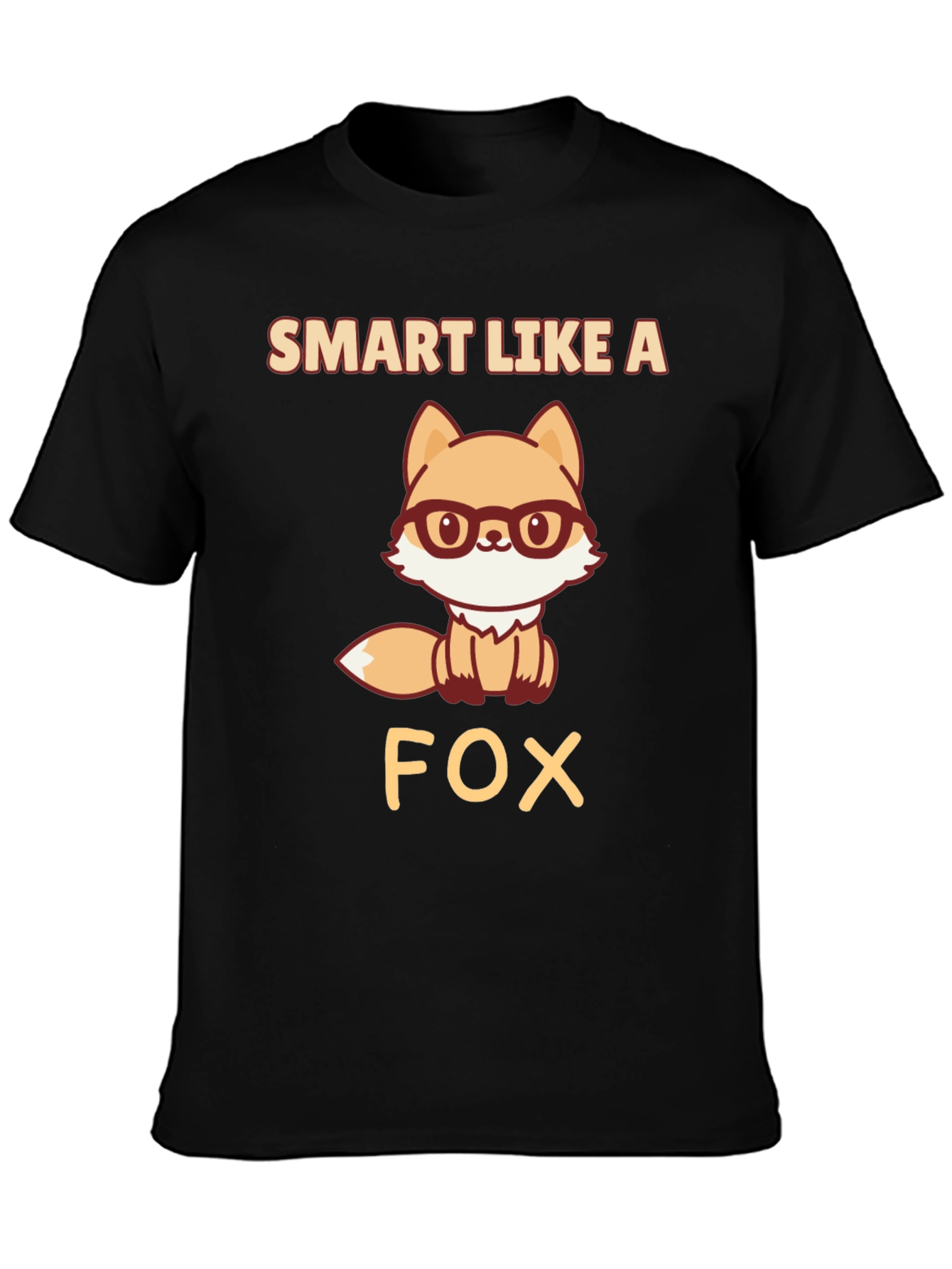 Black Smart Like A Fox T-Shirt, Geeky Animal Tee view 3