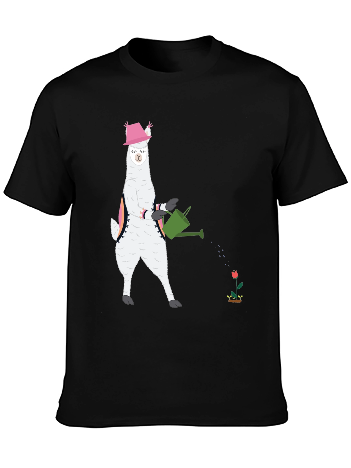 Black Llama Gardening T-Shirt - Cute Animal Tee view 3