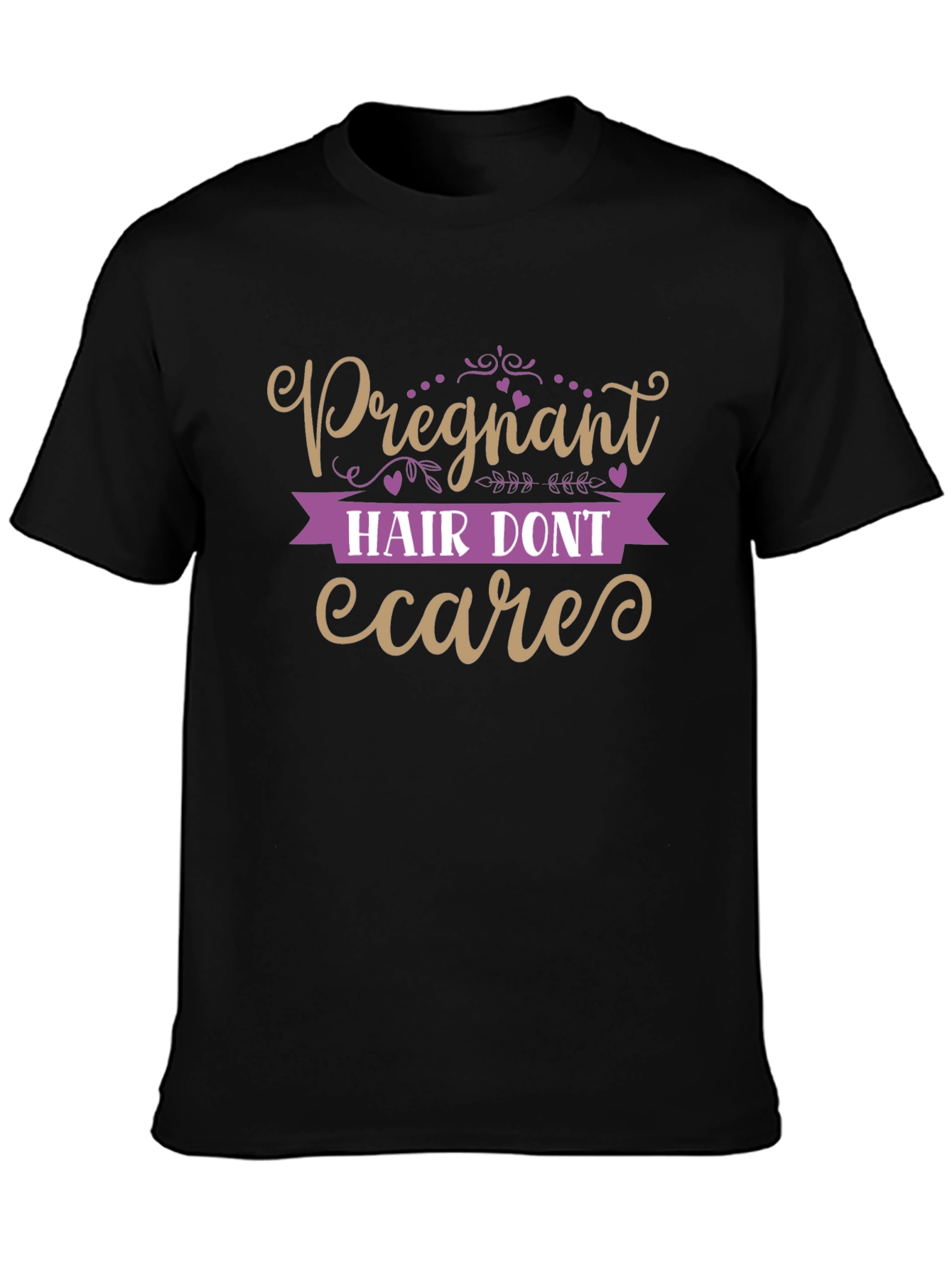 Black Pregnant Hair Don't Care T-Shirt view 3