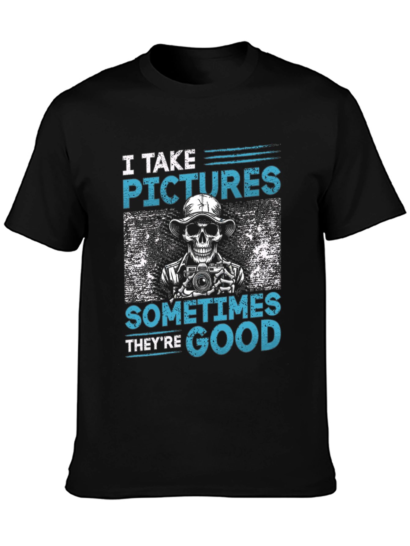 Black Funny Photographer Skeleton Graphic T-Shirt view 3