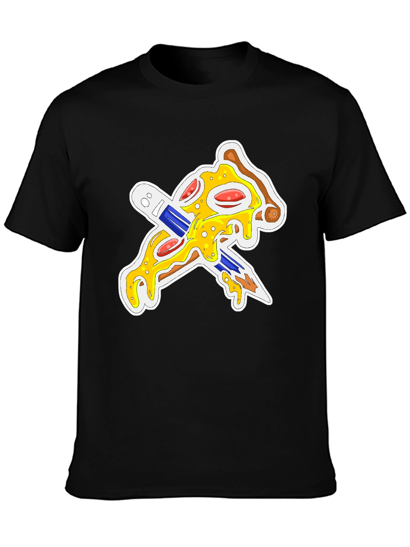Black Pizza & Pencil Graphic T-Shirt - Black view 3