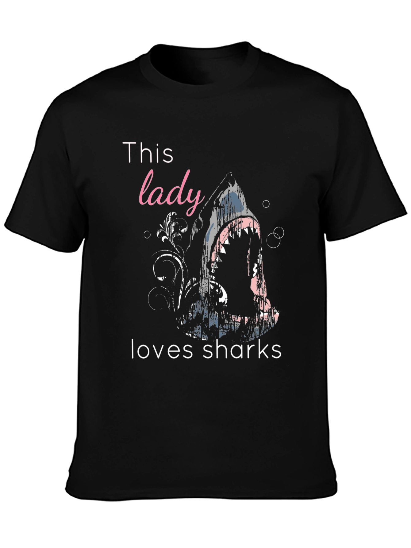 Black This Lady Loves Sharks Graphic T-Shirt view 3