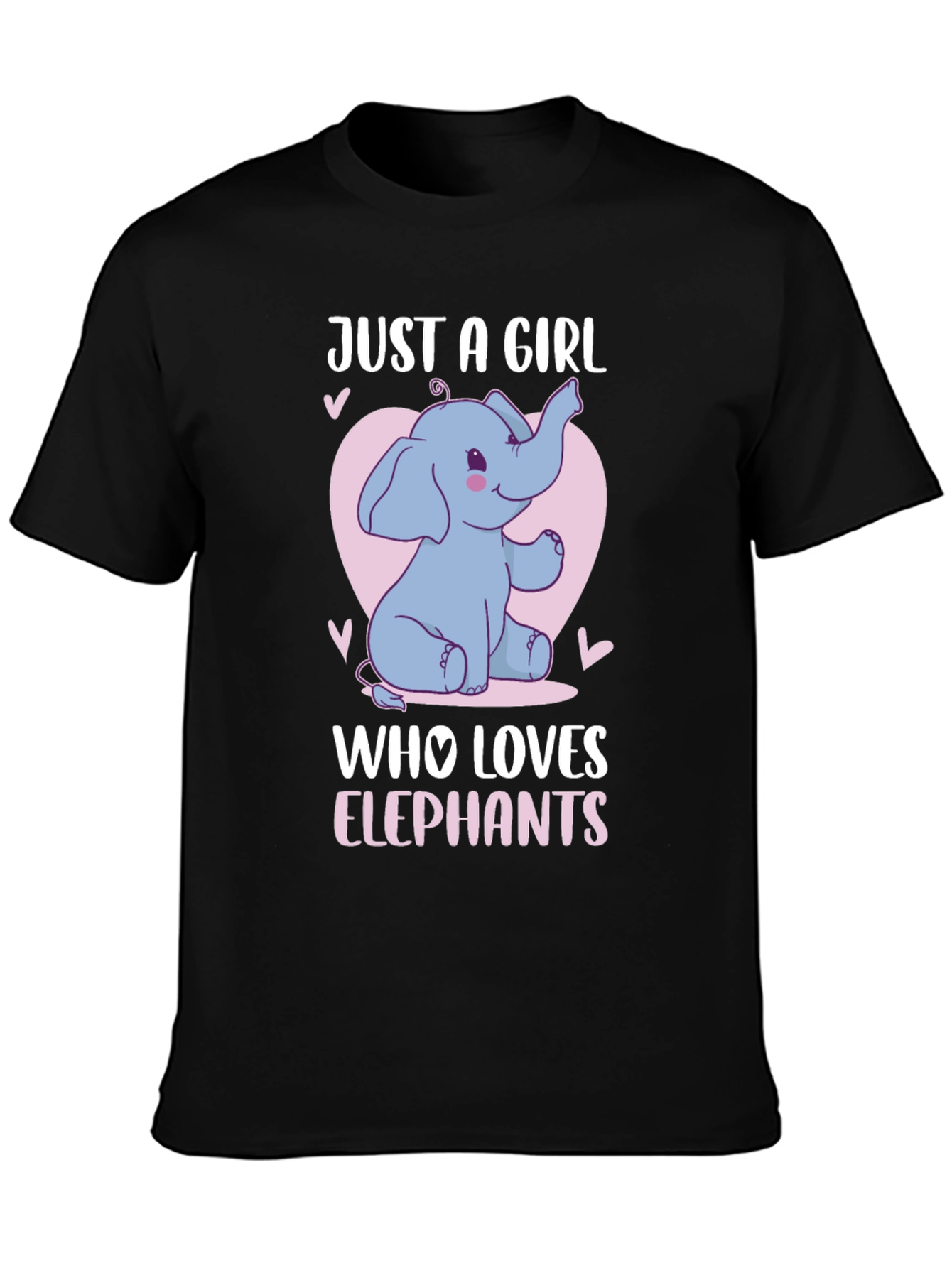 Black Just A Girl Who Loves Elephants T-Shirt view 3