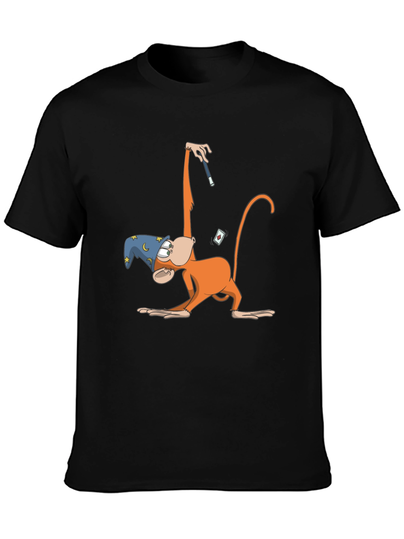 Black Monkey Magician T-Shirt - Funny Cartoon Design view 3