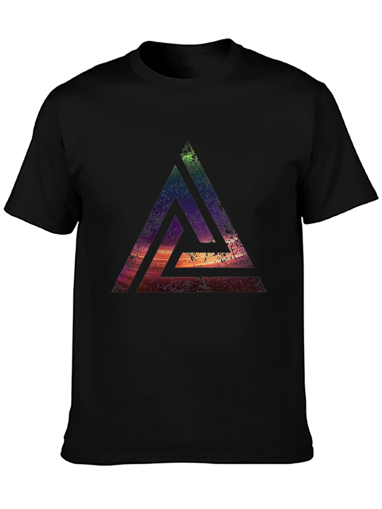 Abstract Triangle Graphic T-Shirt - Casual Black Tee - 3
