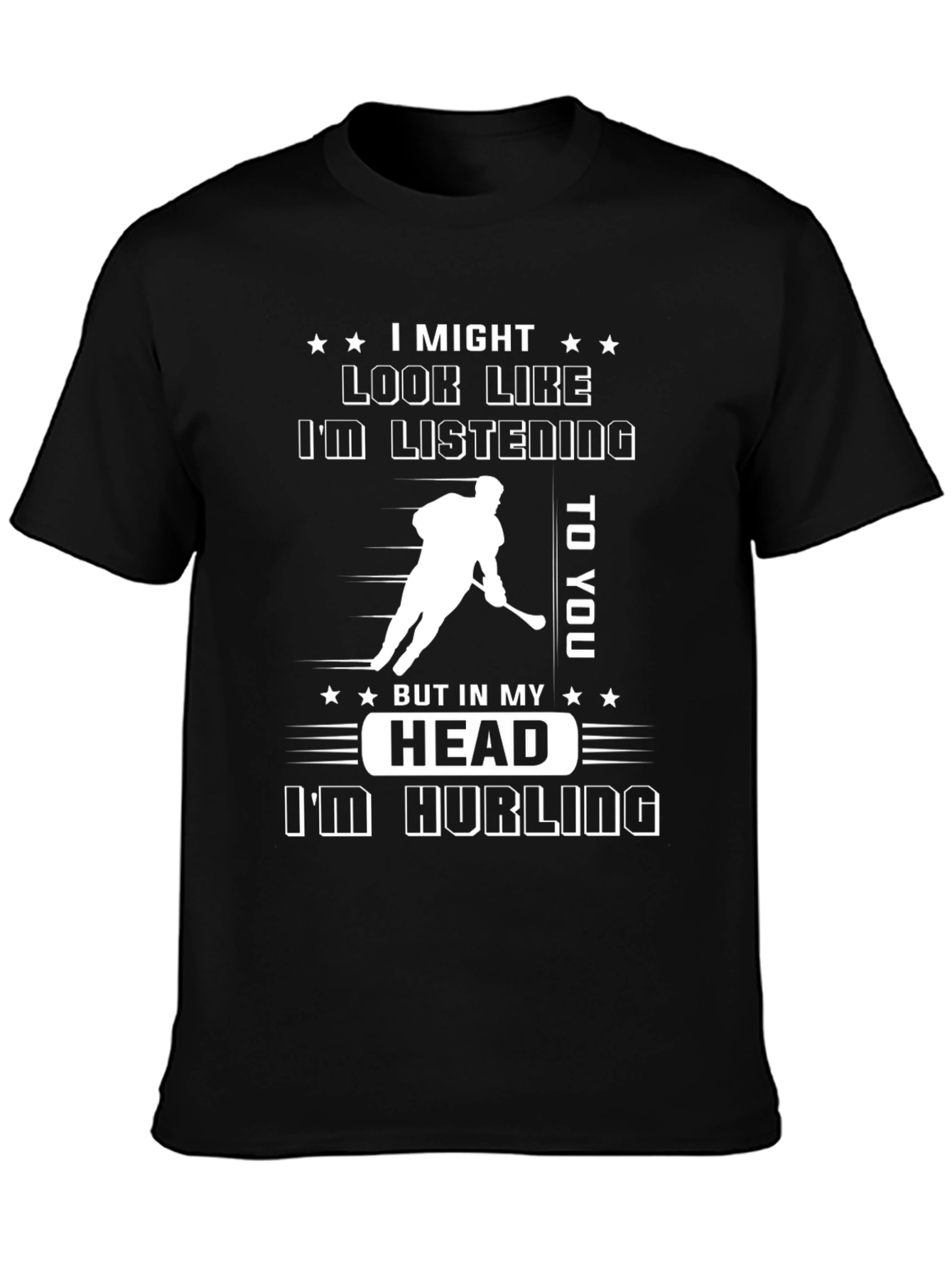 Black Hockey T-Shirt - I'm Hurling in My Head view 3