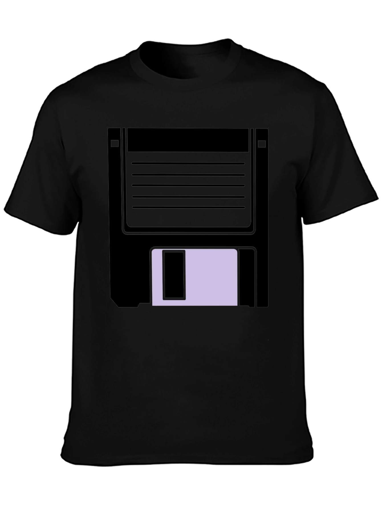 Black Retro Floppy Disk Graphic Tee - Black Casual T-Shirt view 3