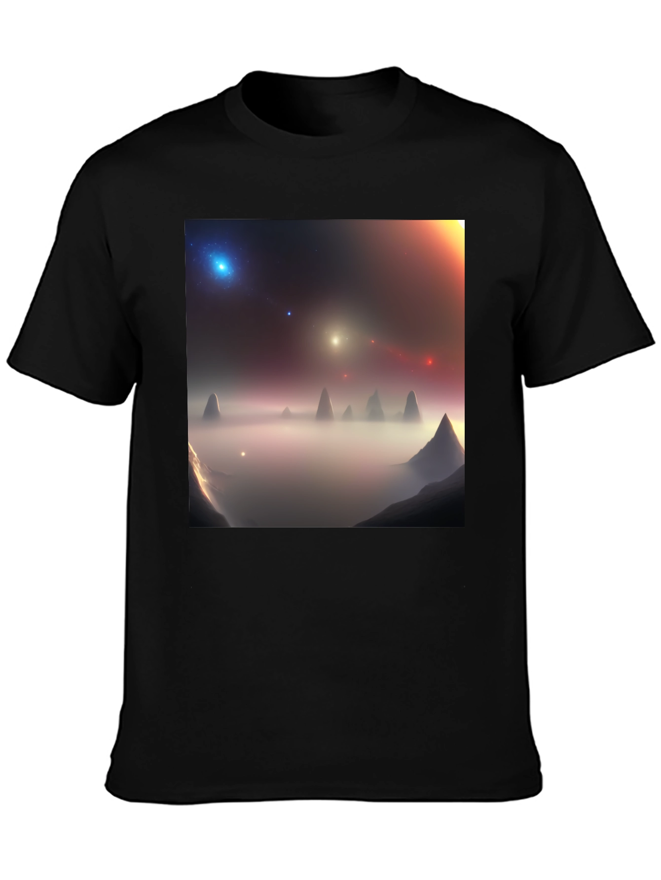 Black Nebula Vista Graphic Tee - Black Cotton Comfort view 3