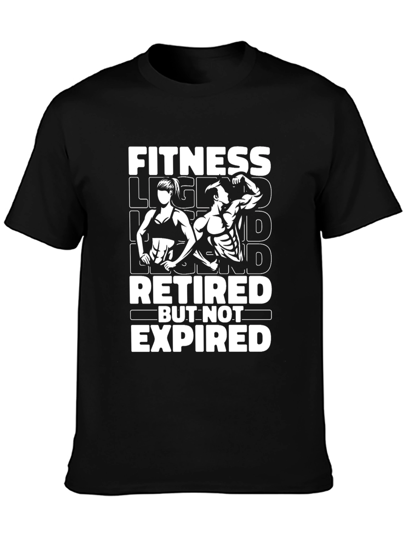 Black Fitness Legend Retired But Not Expired Black T-Shirt view 3