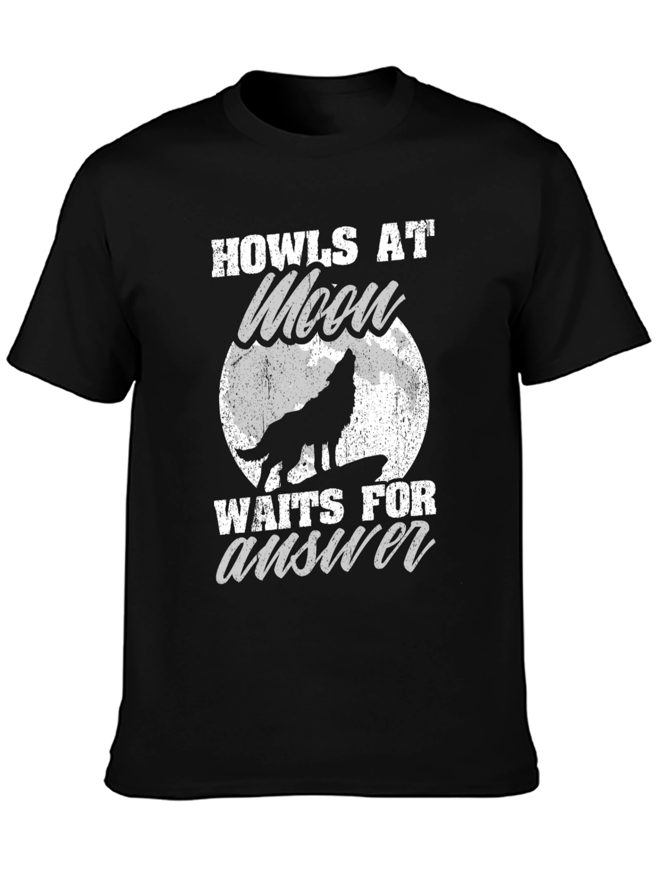 Black Howls at Moon Graphic Tee - Black Cotton T-Shirt view 3