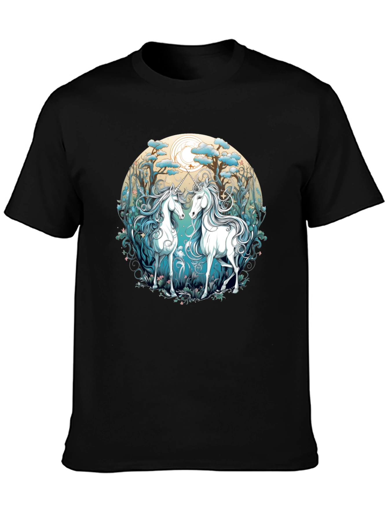 Black Unicorns Graphic T-Shirt - Men's Black Tee view 3