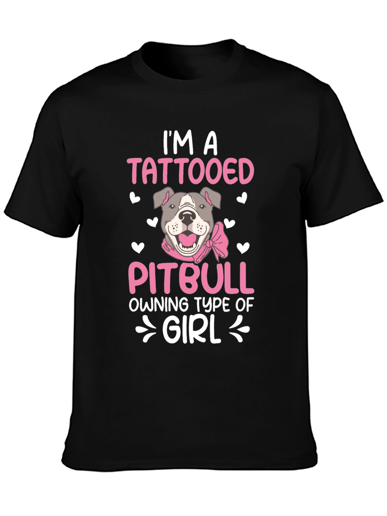 Black Tattooed Pitbull Girl T-Shirt view 3