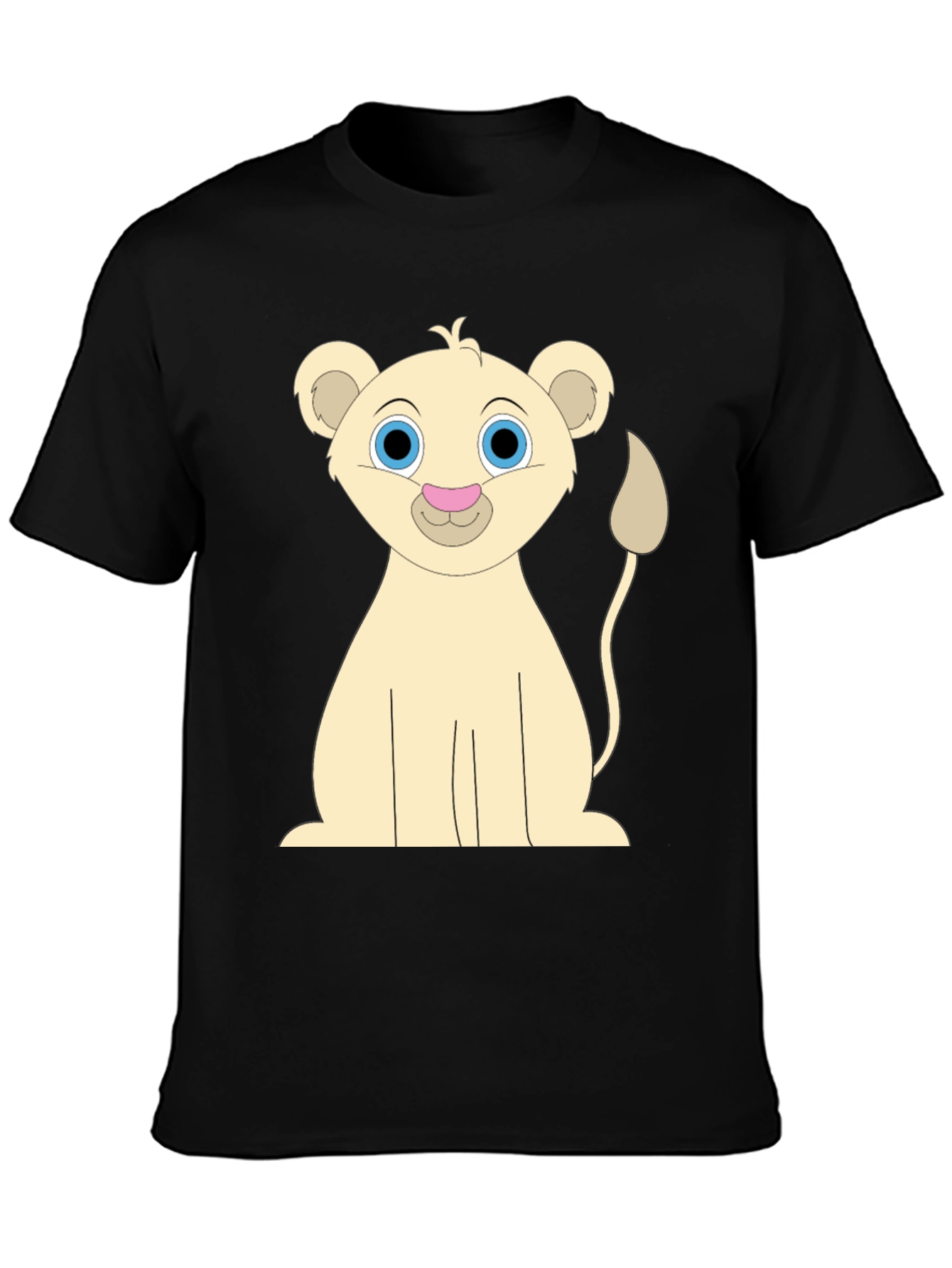 Black Cute Cartoon Lion Black T-Shirt view 3