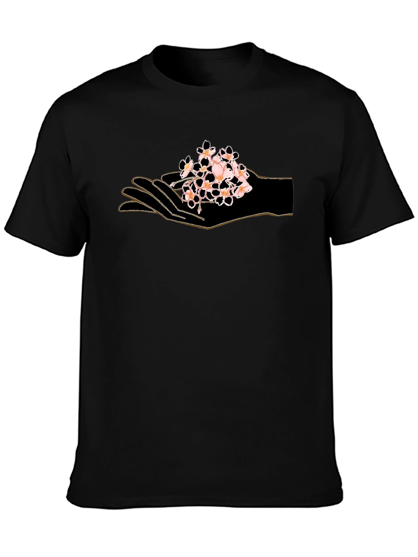 Black Hand Holding Flowers Graphic T-Shirt view 3