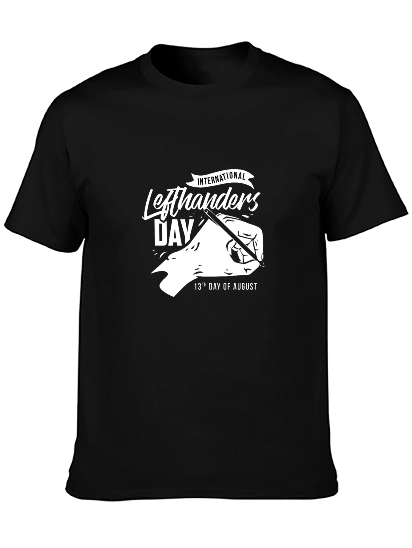 Black International Lefthanders Day T-Shirt - August 13th Tee view 3