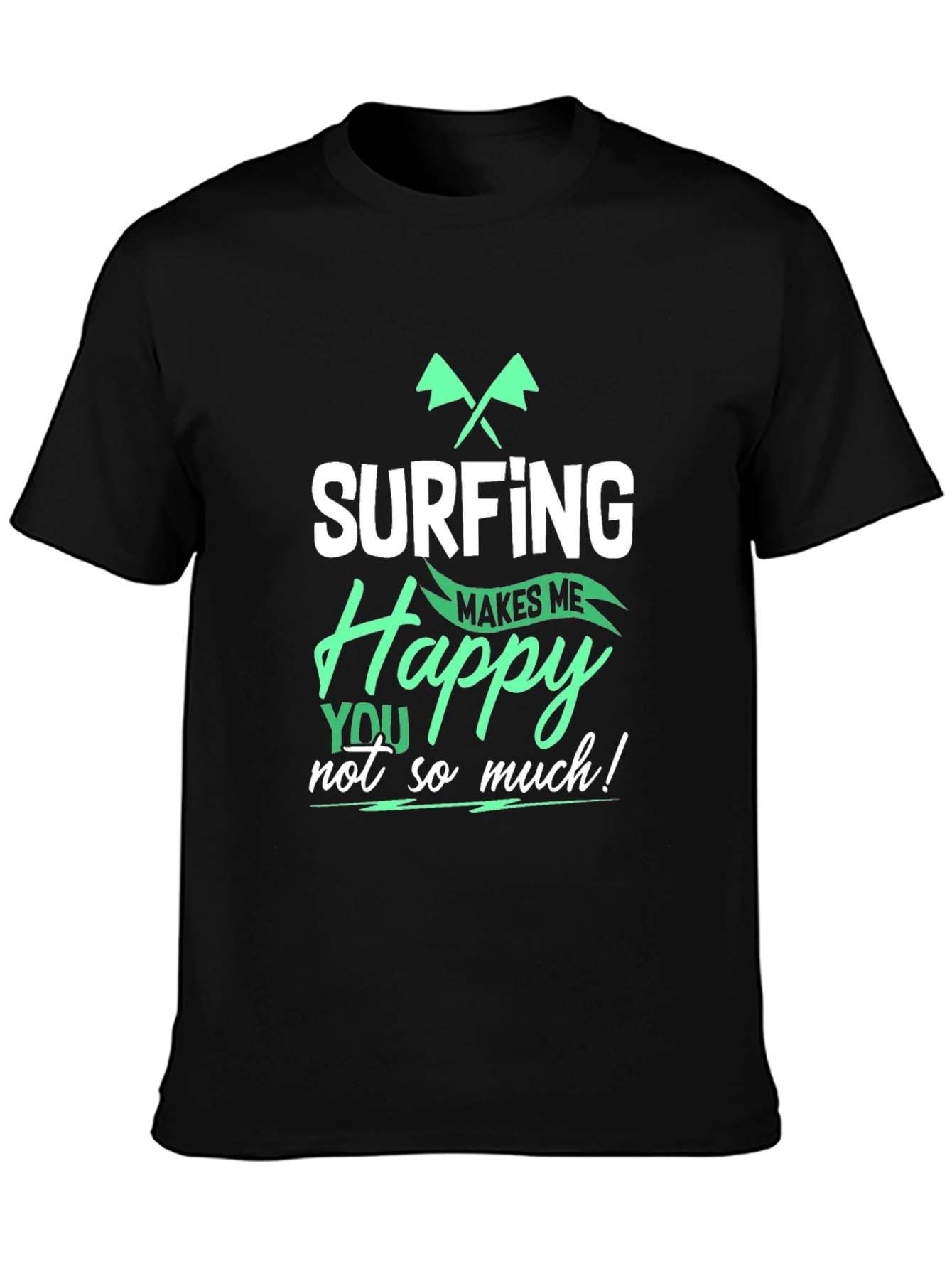 Black Surfing Makes Me Happy T-Shirt - Black view 3
