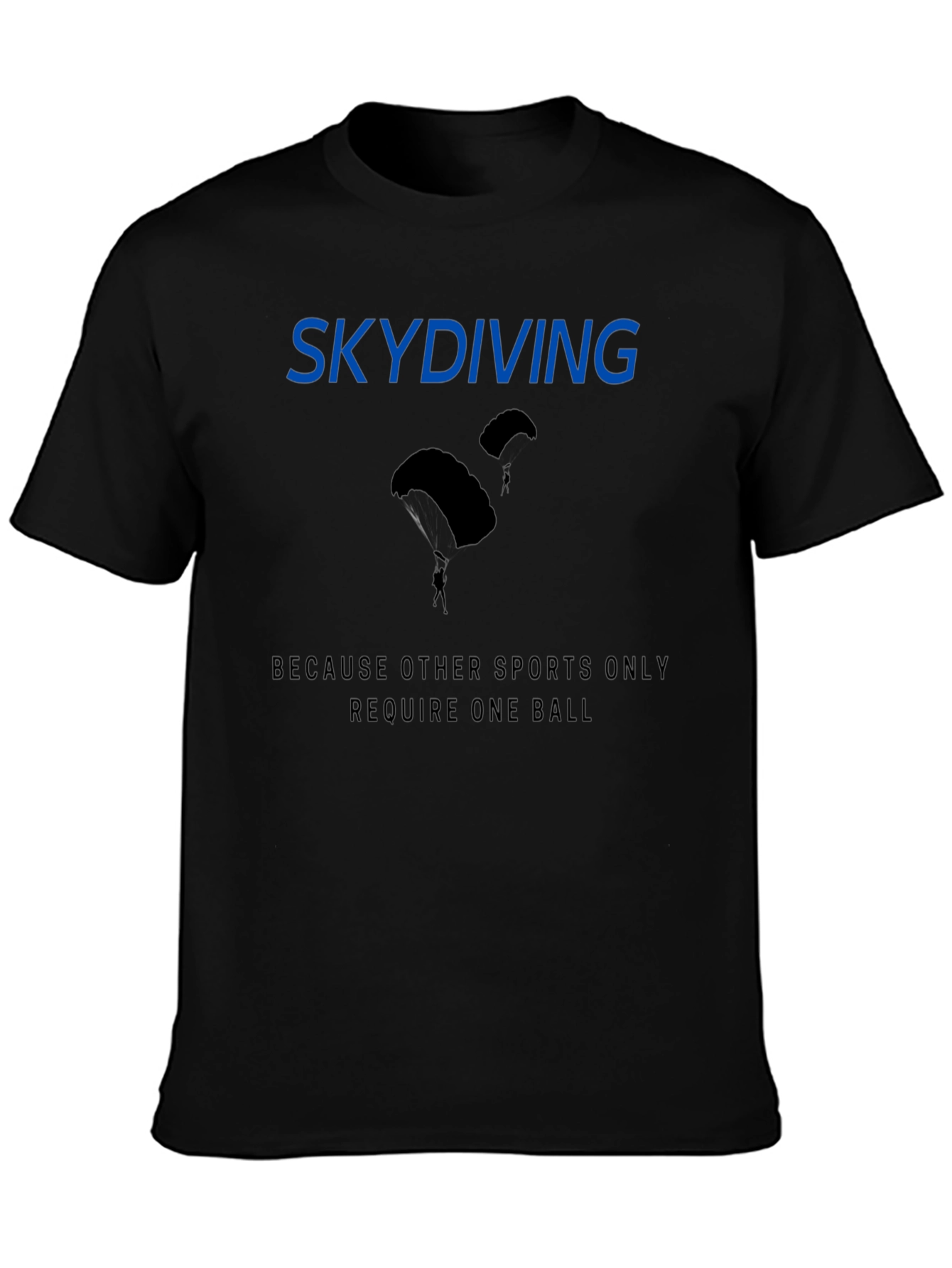 Black Skydiving Funny Graphic T-Shirt - Black view 3