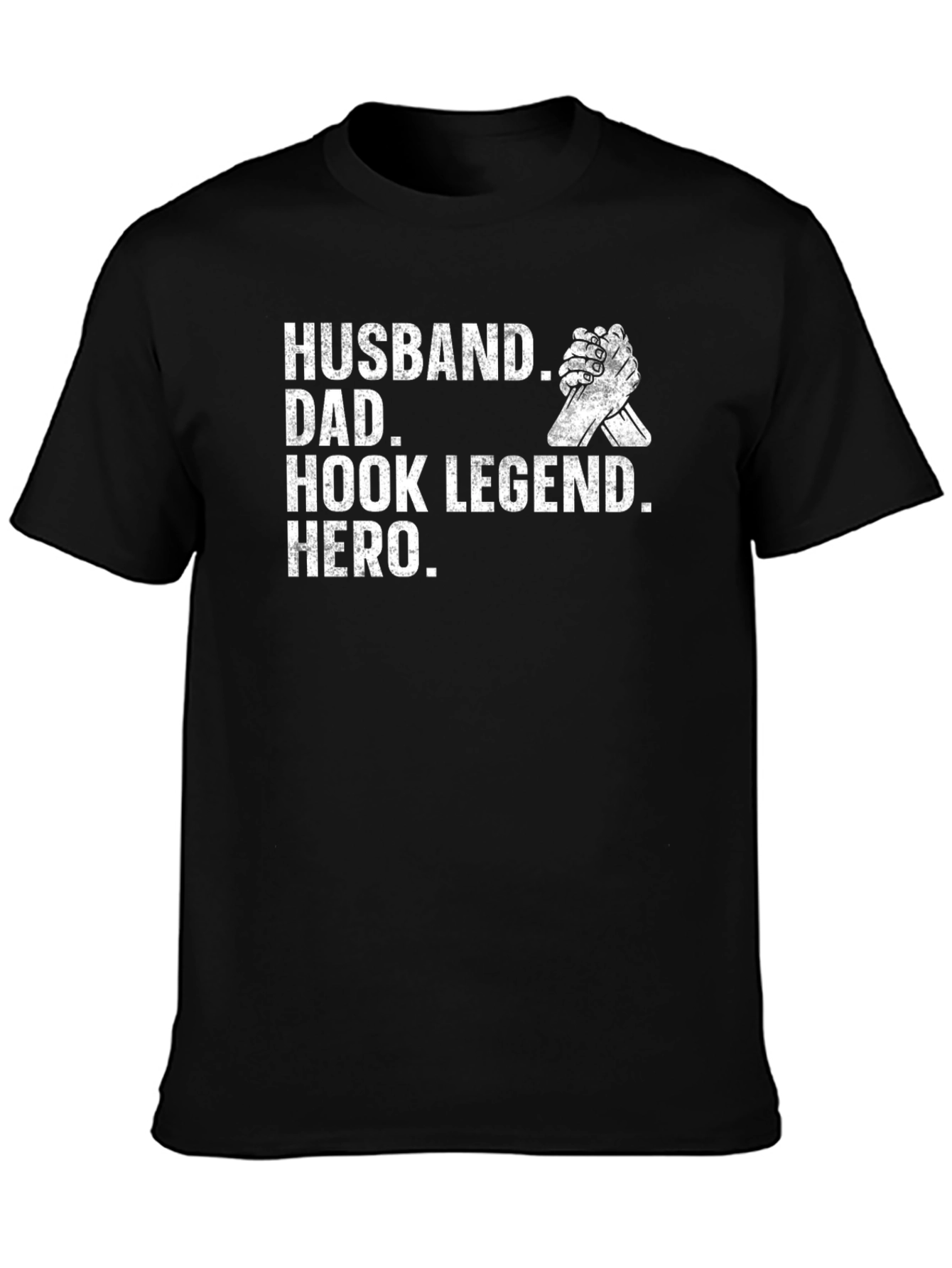 Black Husband Dad Hook Legend Hero Black T-Shirt view 3