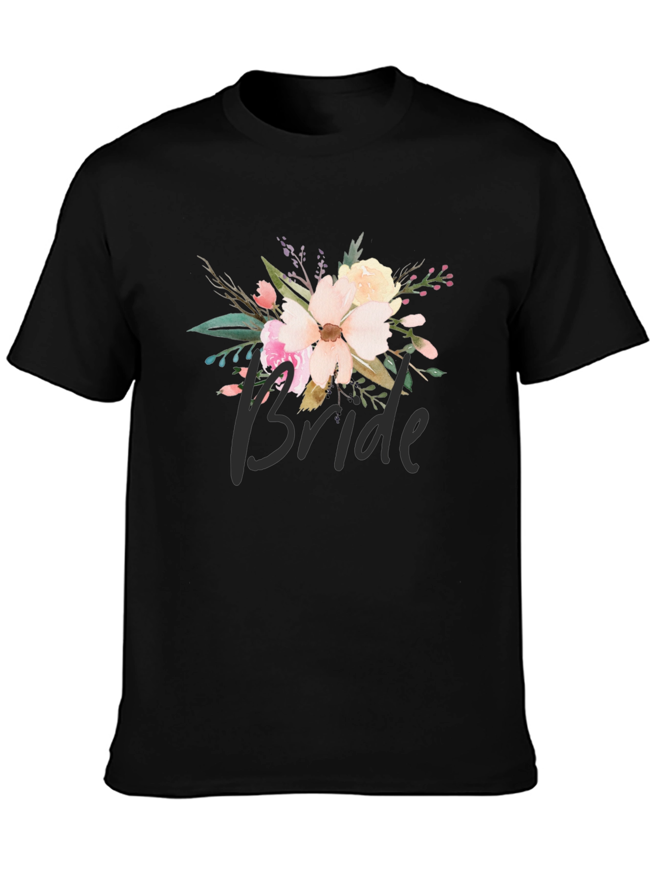 Black Bride Floral Graphic Black T-Shirt view 3